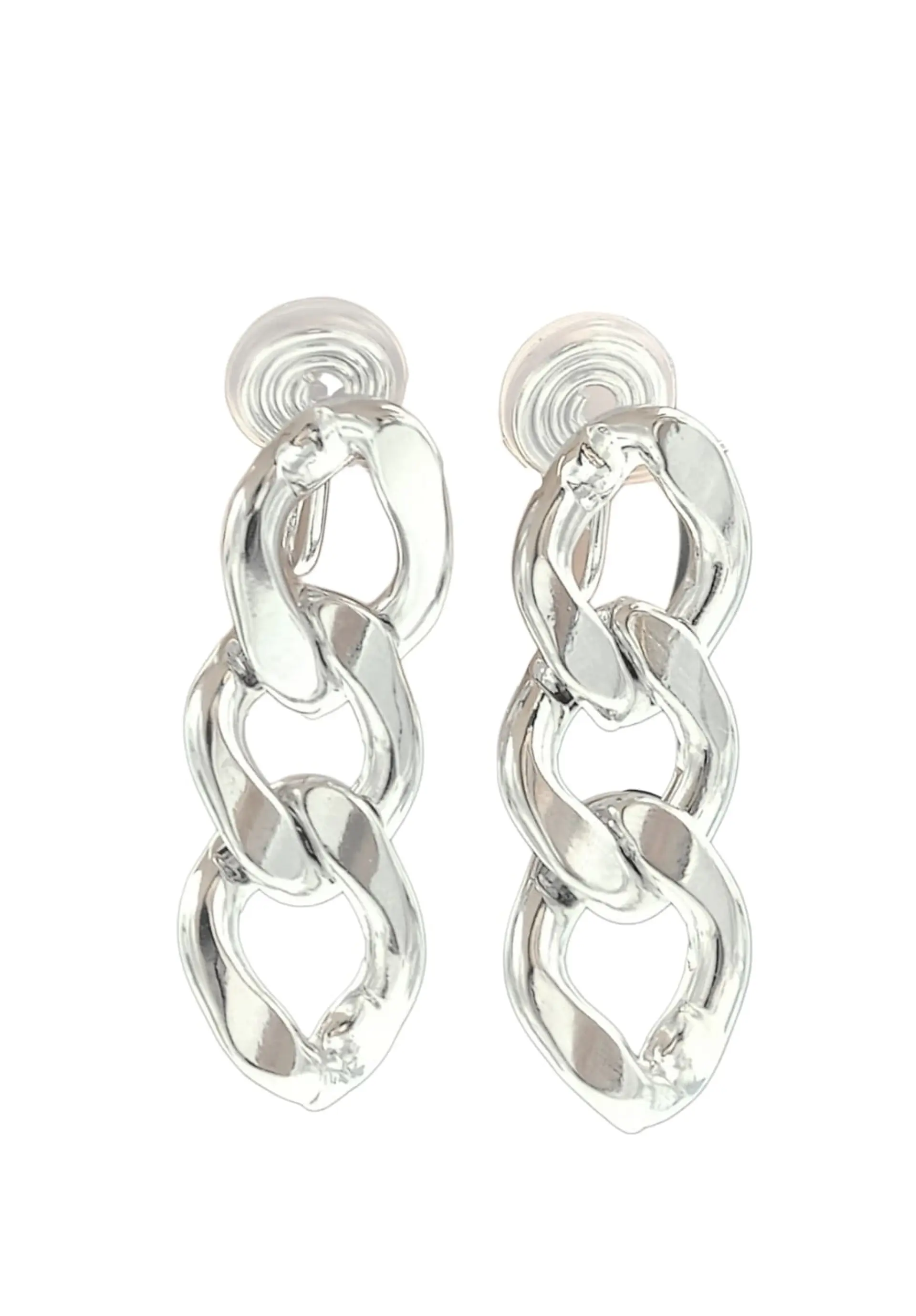 Aros Cadena Eslabones Plateados Earcuff Sin Perforacion 1