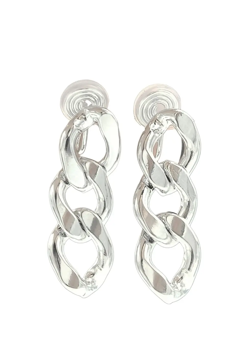 Aros Cadena Eslabones Plateados Earcuff Sin Perforacion 1