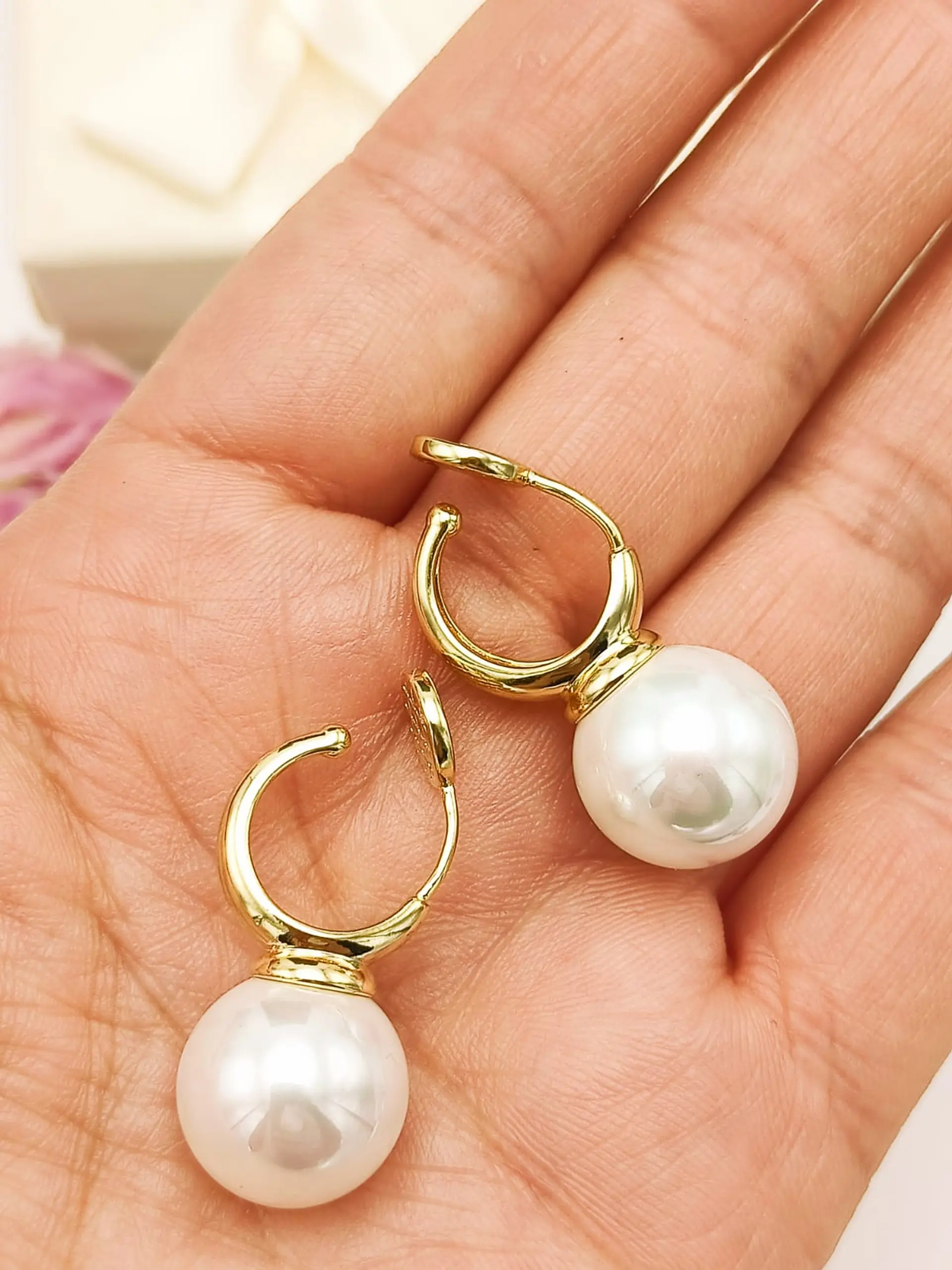 Aros Perla Chapado En Oro 18k Earcuff Sin Perforacion 4