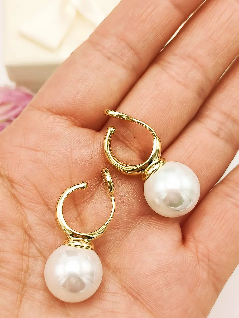 Aros Perla Chapado En Oro 18k Earcuff Sin Perforacion 4
