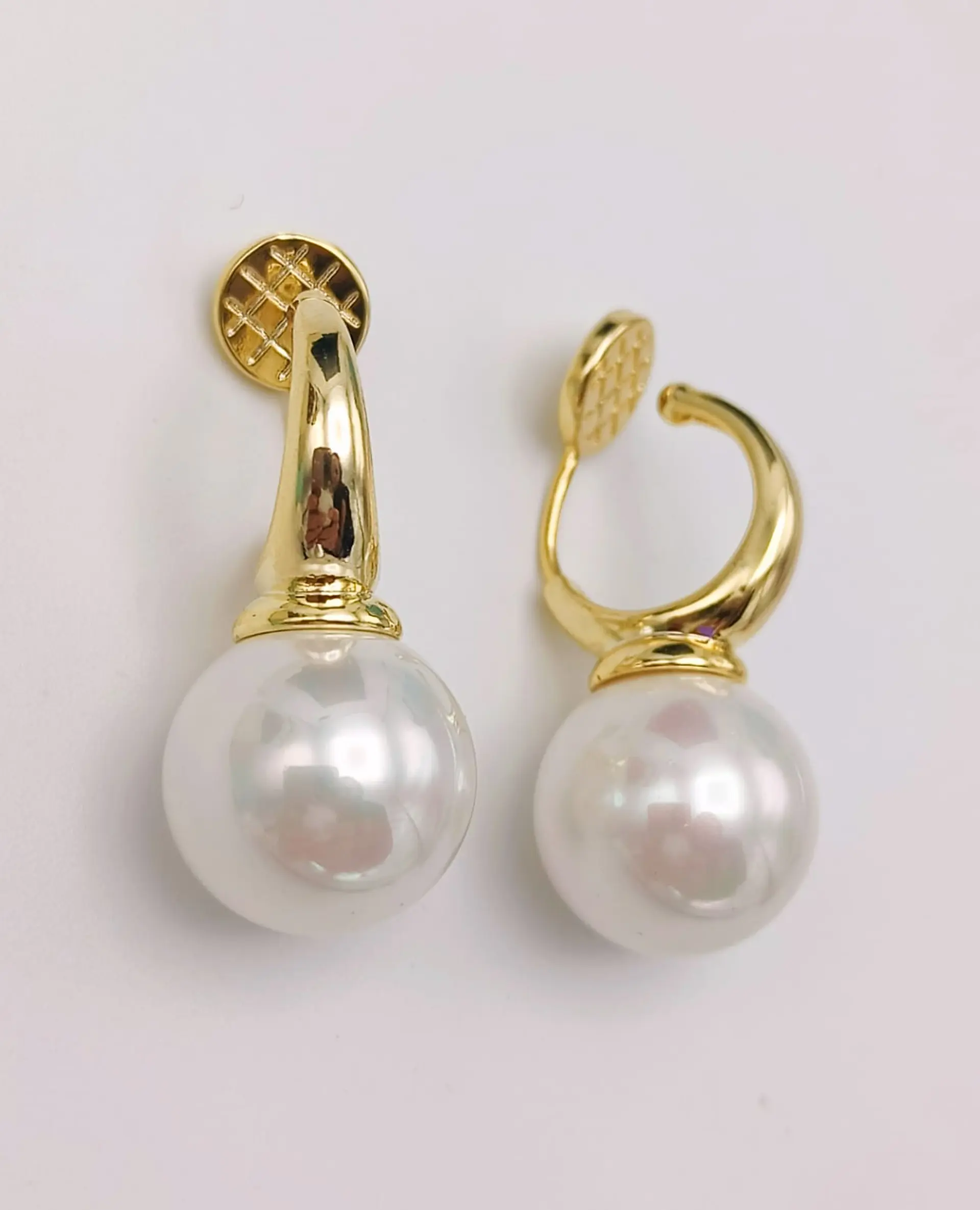 Aros Perla Chapado En Oro 18k Earcuff Sin Perforacion 5