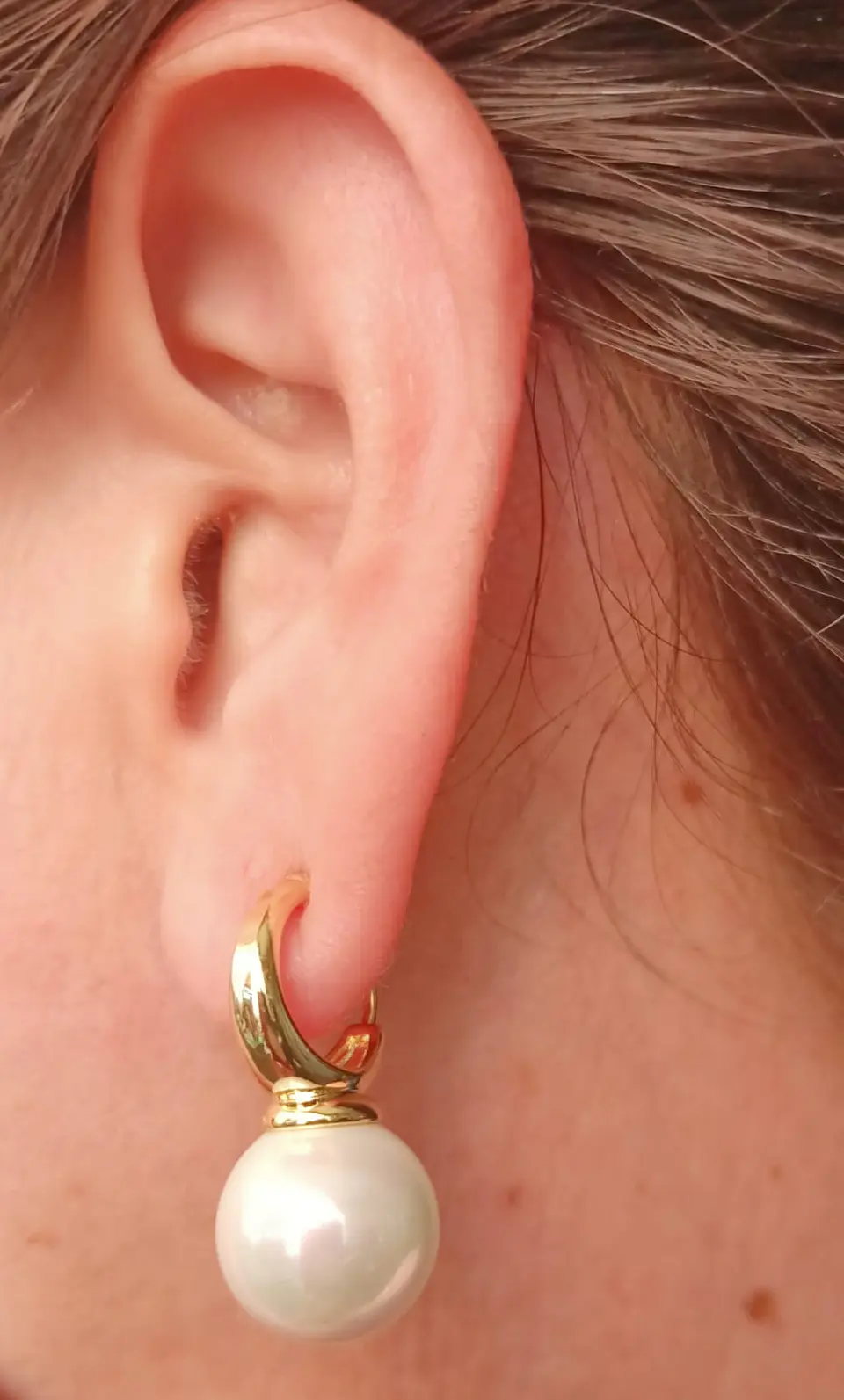 Aros Perla Chapado En Oro 18k Earcuff Sin Perforacion 6