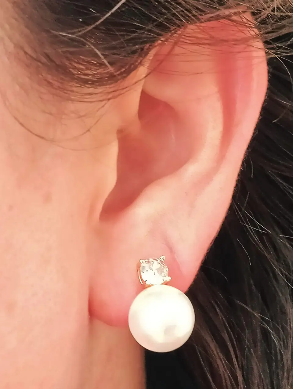 Aros Perla Zircon Chapado En Oro 18k Earcuff Sin Perforacion 3