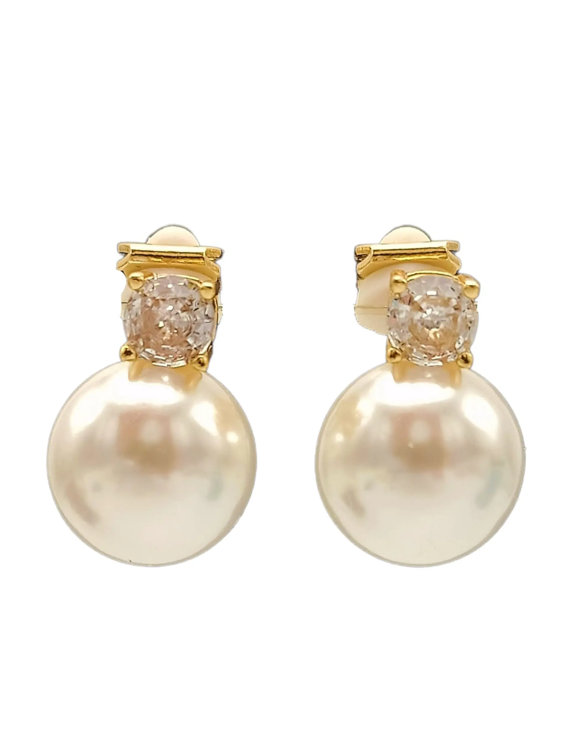Aros Perla Zircon Chapado En Oro 18k Earcuff Sin Perforacion 1