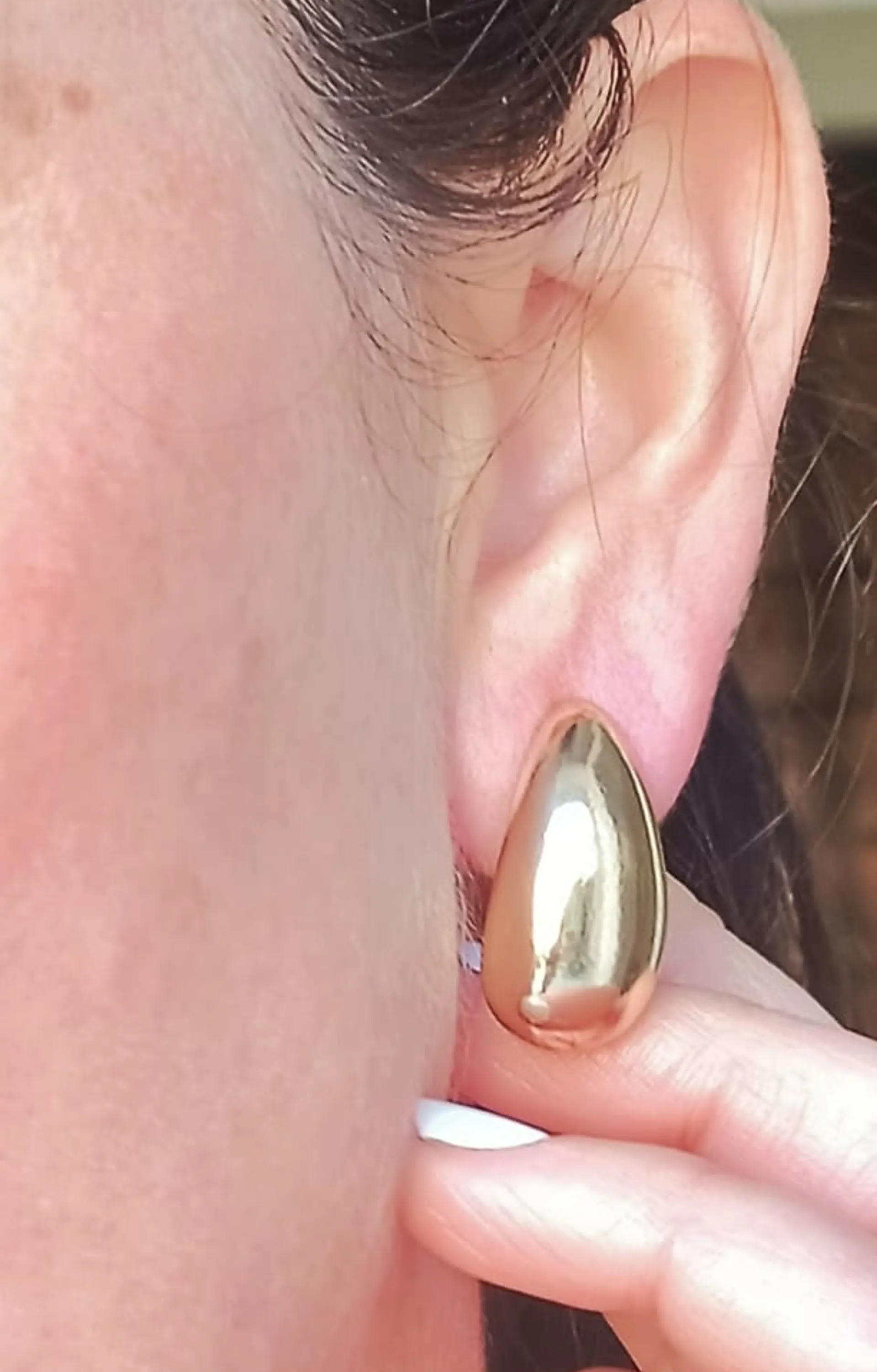 Aros Gota Espejo Earcuff Sin Perforacion Chapado En Oro 18k 3