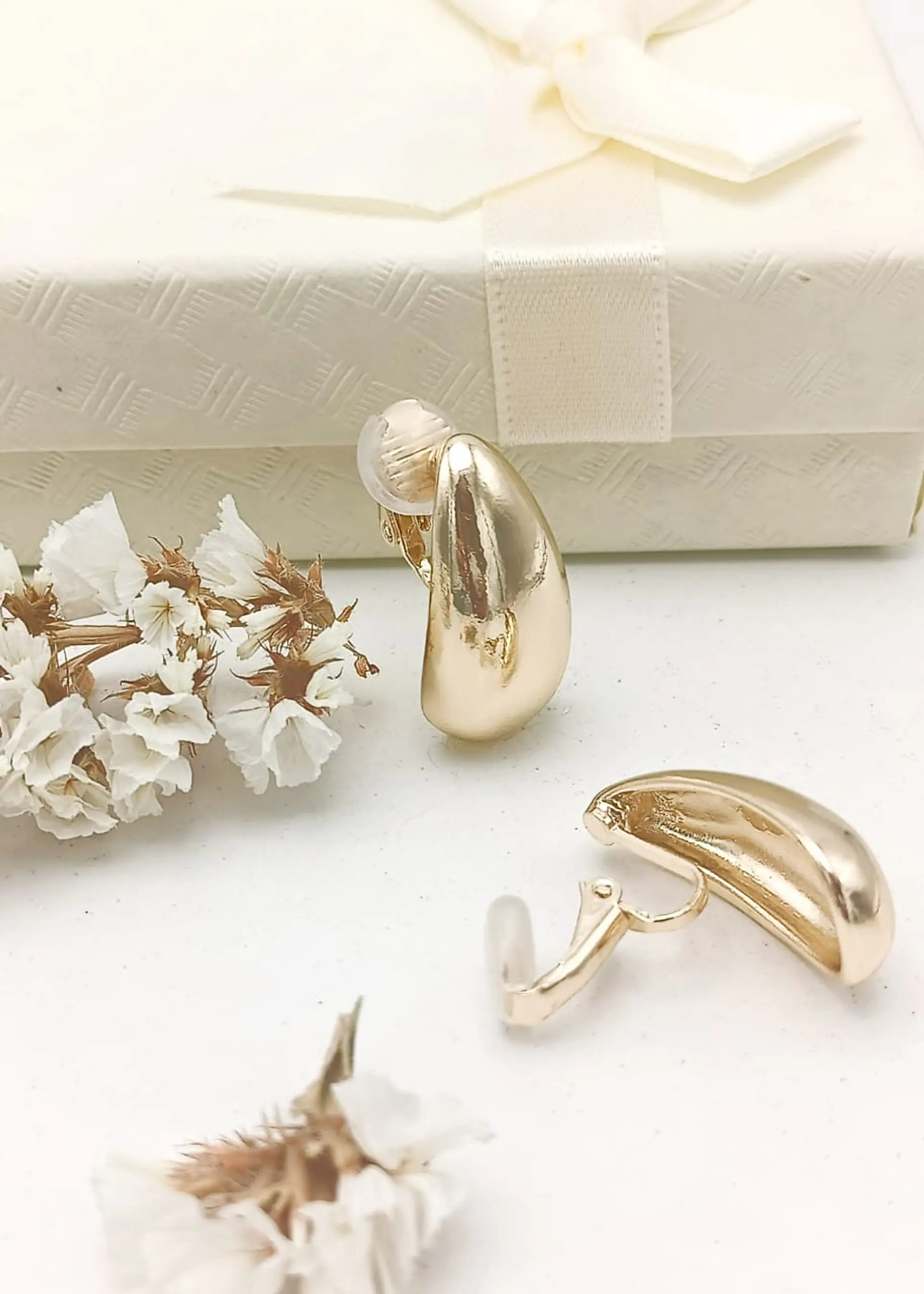 Aros Gota Espejo Earcuff Sin Perforacion Chapado En Oro 18k 2