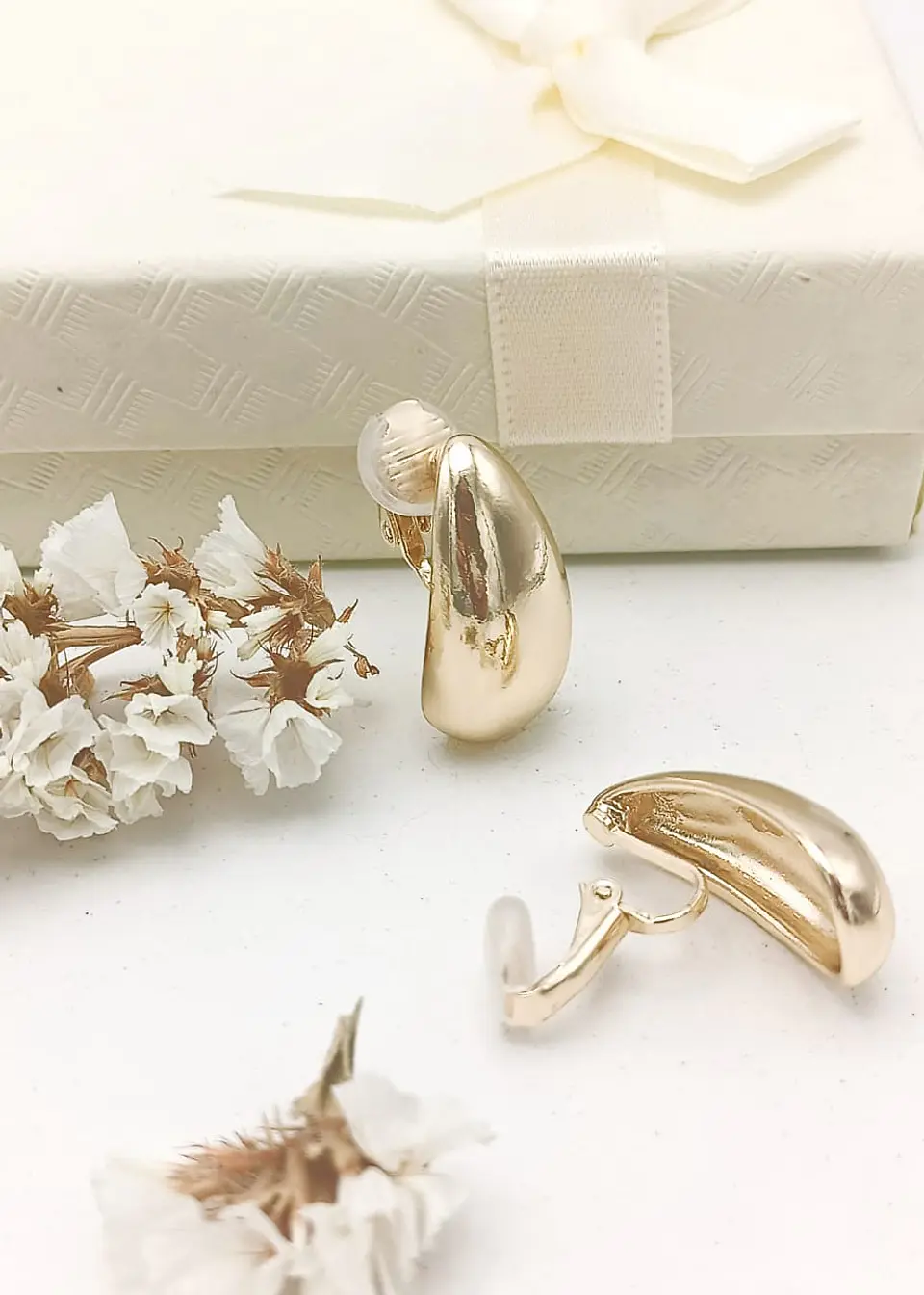 Aros Gota Espejo Earcuff Sin Perforacion Chapado En Oro 18k 2