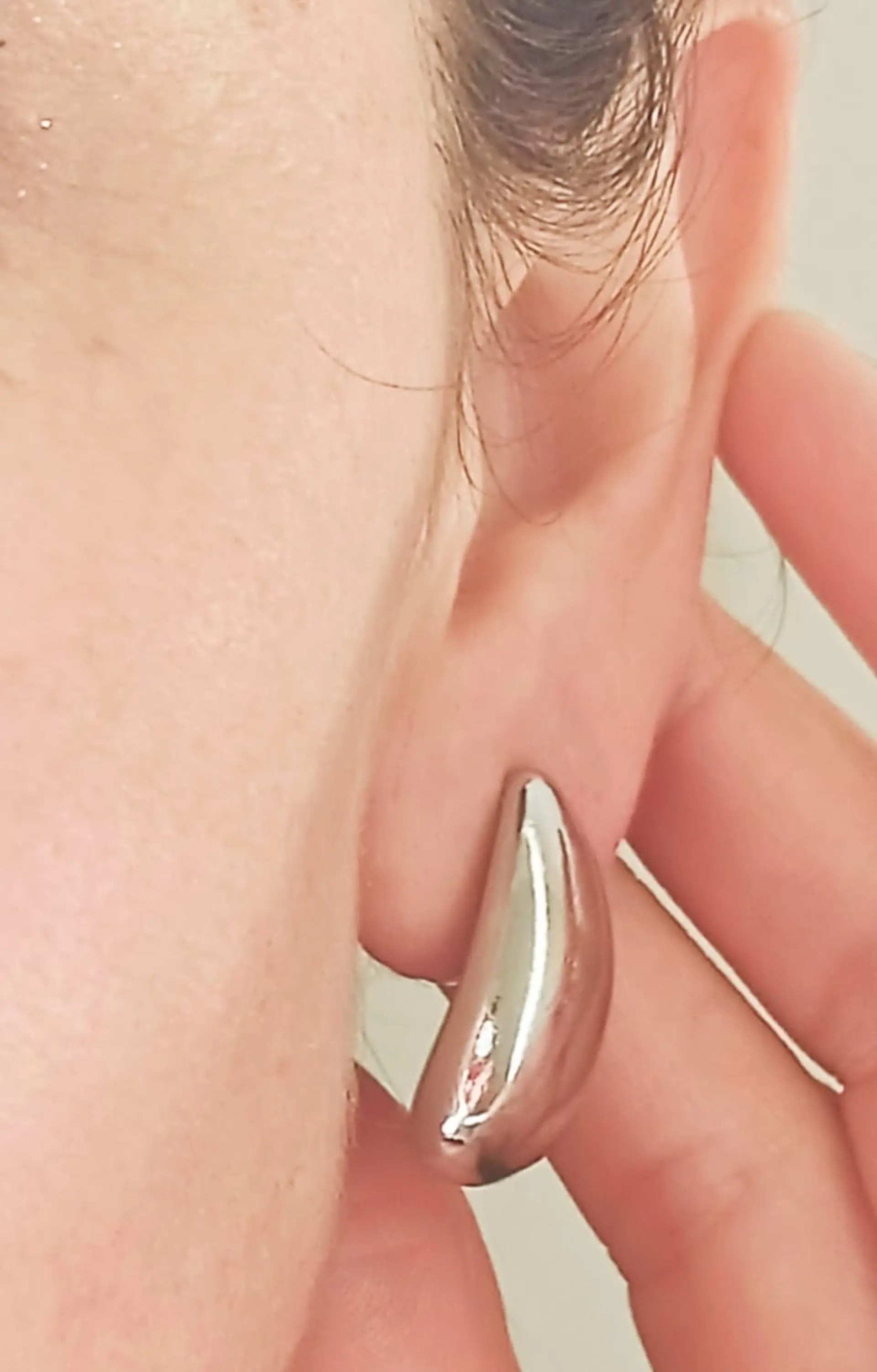 Aros Gota Espejo Viral Earcuff Sin Perforación Plateado 5