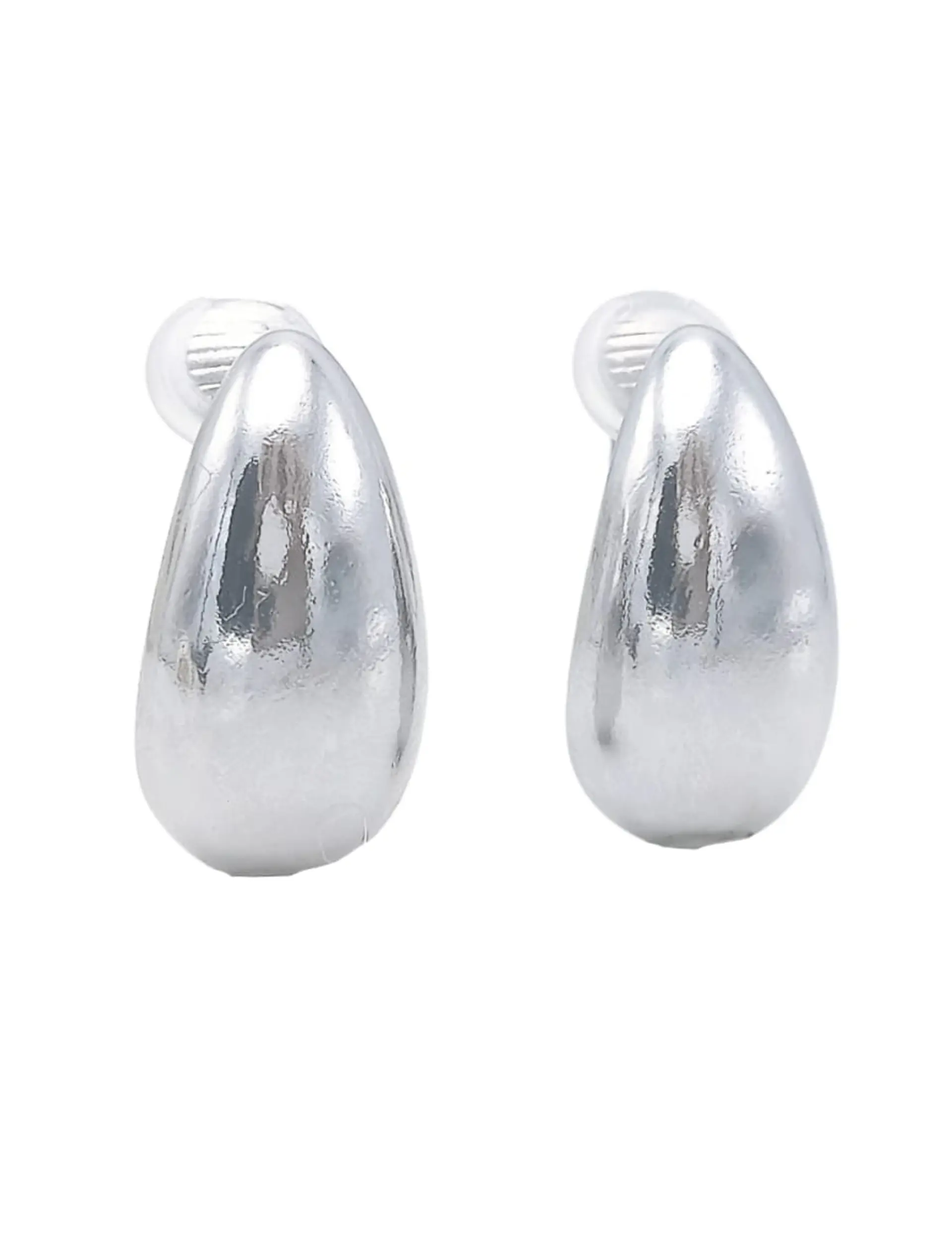 Aros Gota Espejo Viral Earcuff Sin Perforación Plateado 1