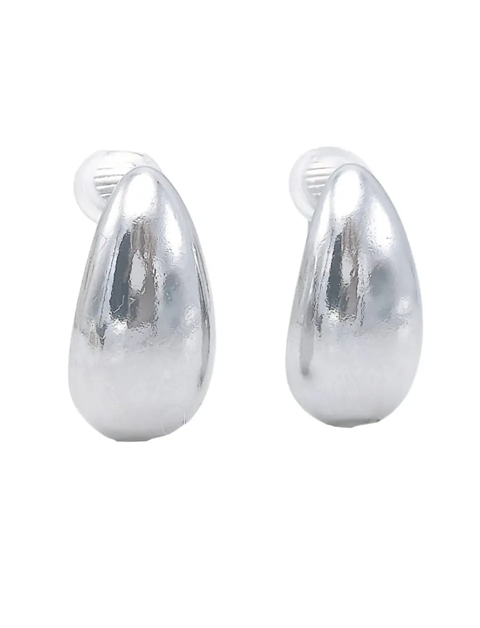 Aros Gota Espejo Viral Earcuff Sin Perforación Plateado 1