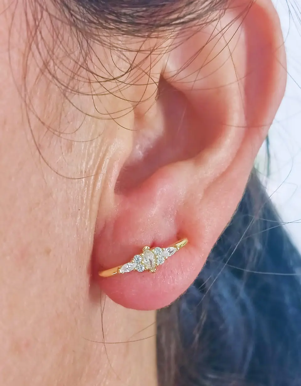 Aros Envolventes Modelo Lucero Plata S925 Chapada En Oro 18k 3