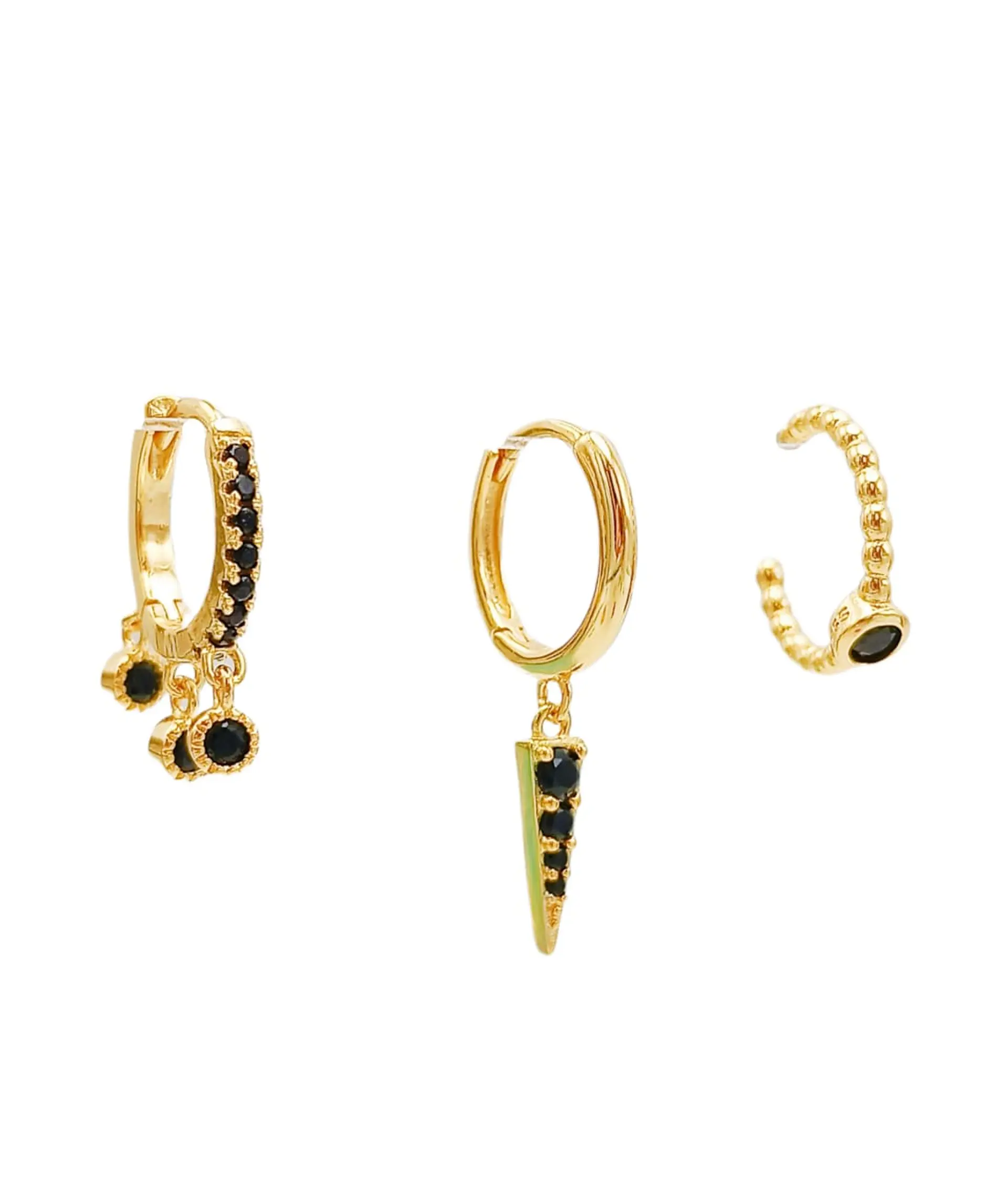 Pack Aros Black Star chapados En Oro 18k 1