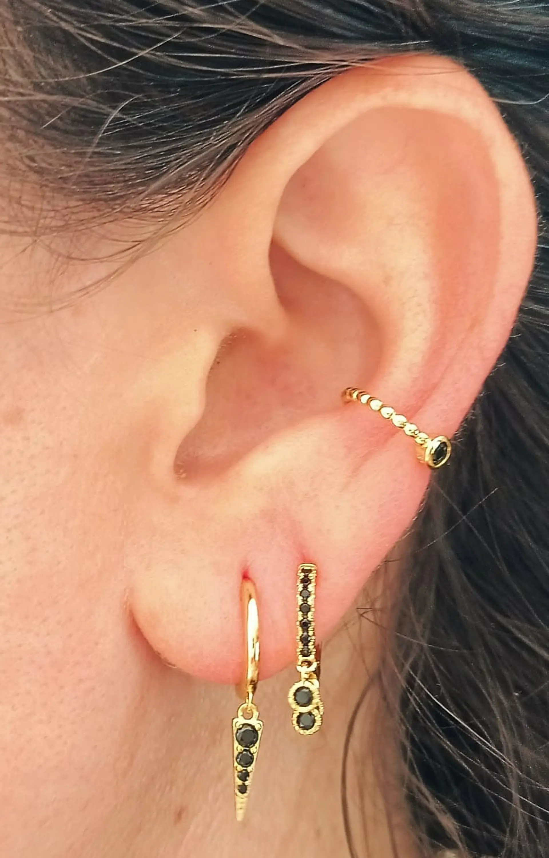 Pack Aros Black Star chapados En Oro 18k 6