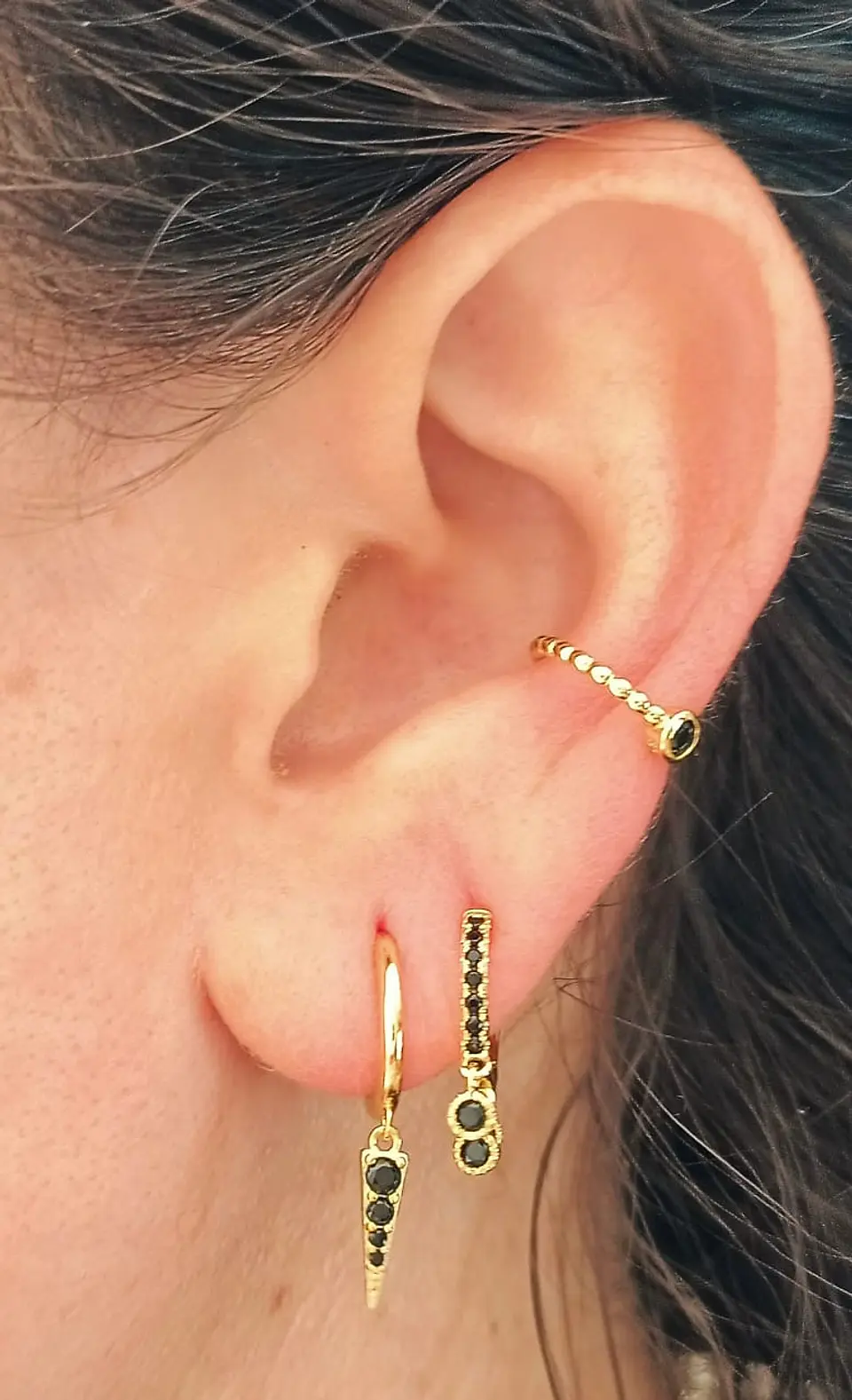 Pack Aros Black Star chapados En Oro 18k 6