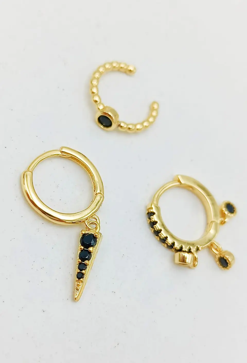 Pack Aros Black Star chapados En Oro 18k 5