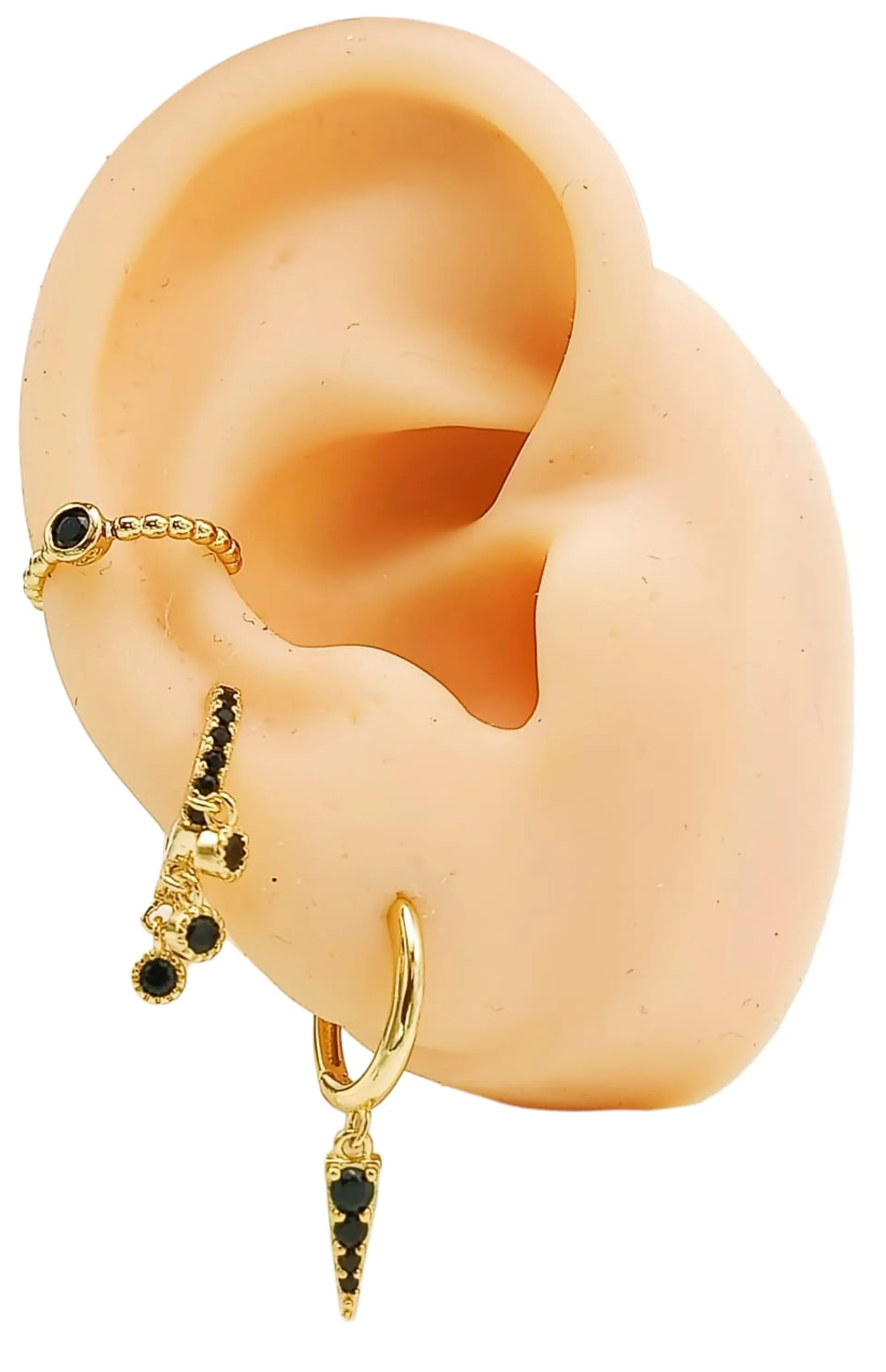 Pack Aros Black Star chapados En Oro 18k 7