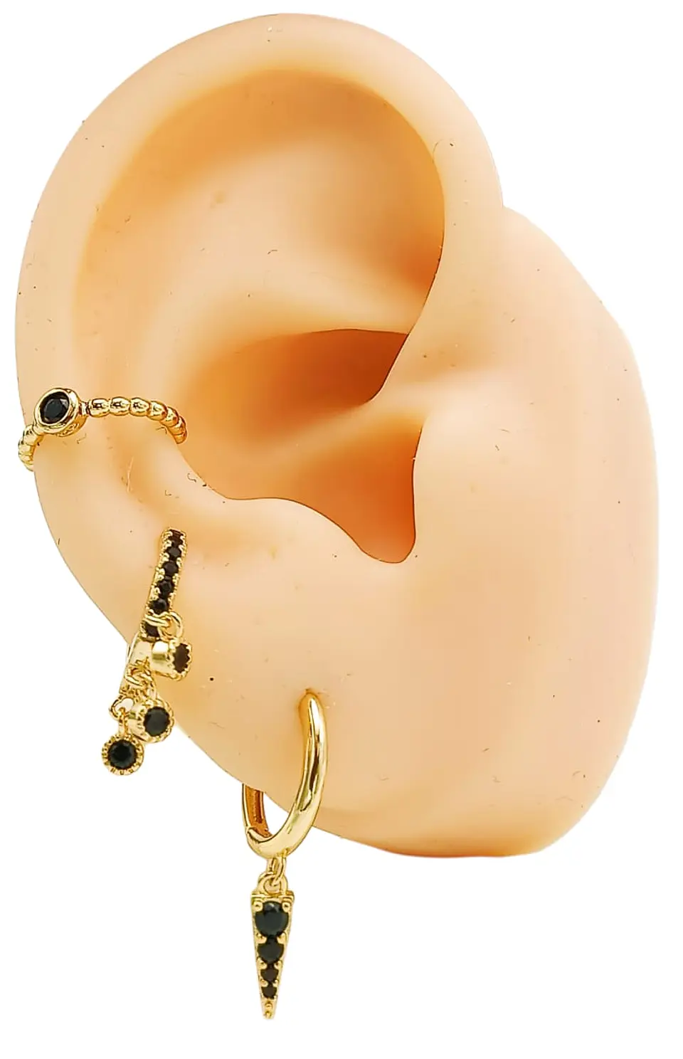 Pack Aros Black Star chapados En Oro 18k 7