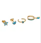 Set Conjunto huggies pendientes Turquesa chapados En Oro 18k - Miniatura 4