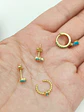Set Conjunto huggies pendientes Turquesa chapados En Oro 18k - Miniatura 3