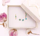 Set Conjunto huggies pendientes Turquesa chapados En Oro 18k - Miniatura 5