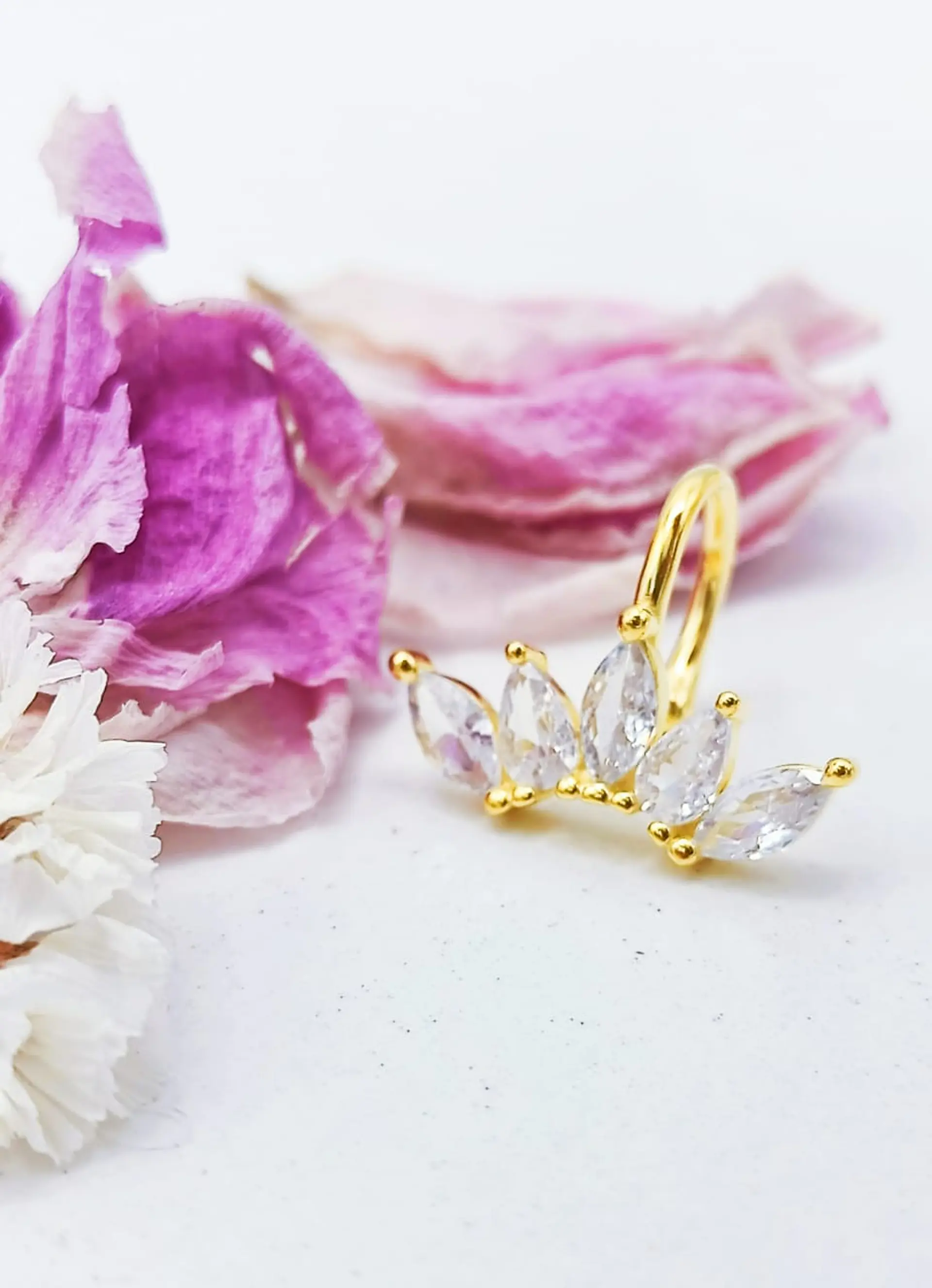 Pendiente earcuff corona plata fina S925 chapados En Oro 18k fake piercing 4