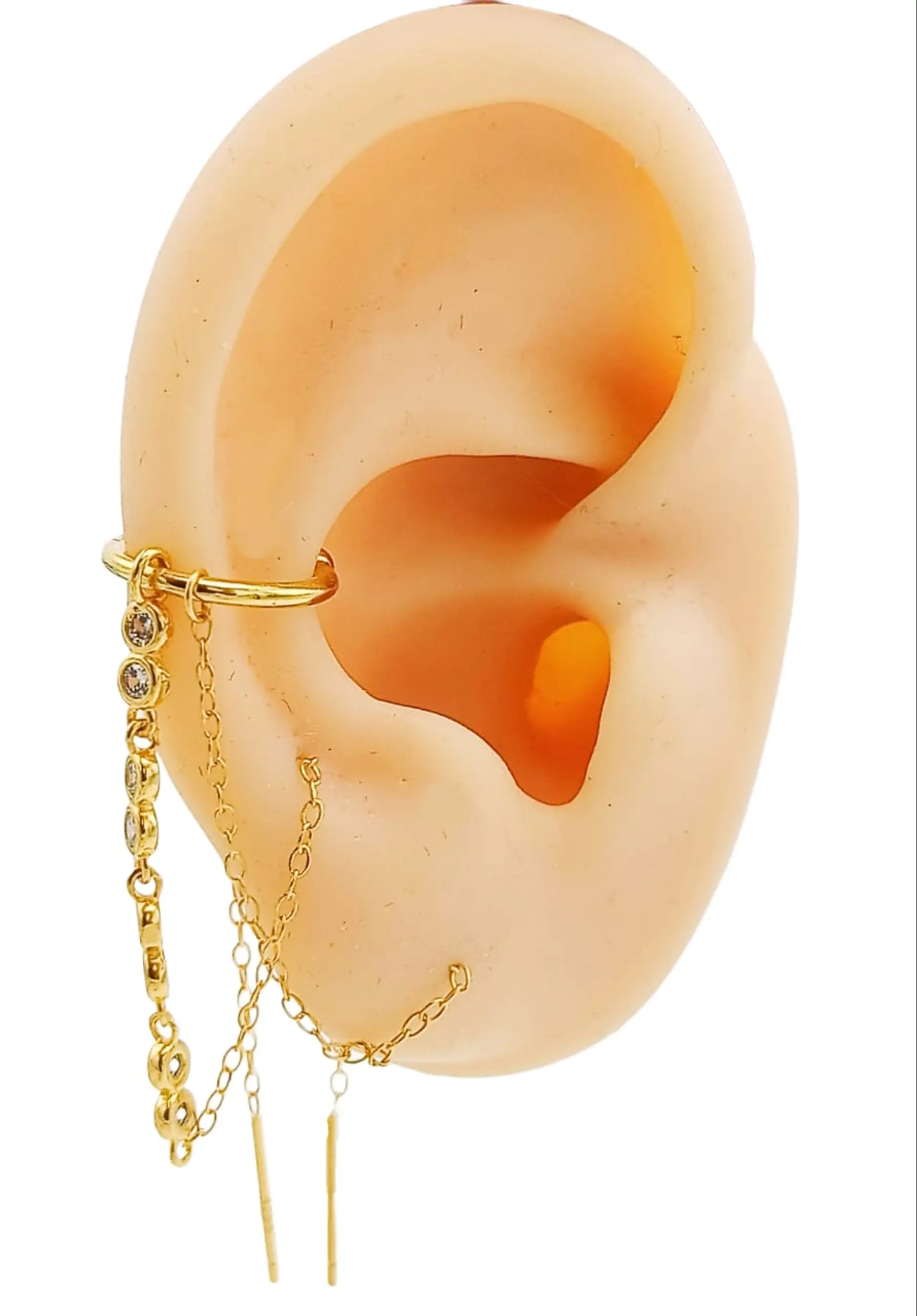 Pendiente earcuff Lianas plata fina S925 chapados En Oro 18k fake piercing 1