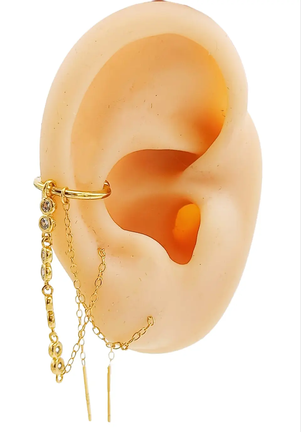 Pendiente earcuff Lianas plata fina S925 chapados En Oro 18k fake piercing 1