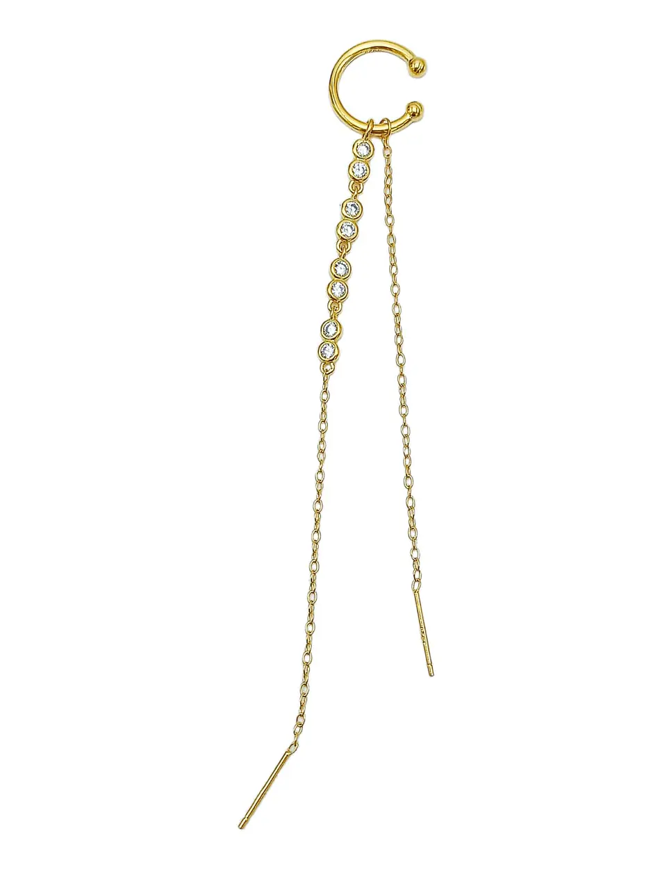 Pendiente earcuff Lianas plata fina S925 chapados En Oro 18k fake piercing 7