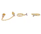 Set Conjunto Huggies pendientes Flor trímera chapados En Oro 18k - Miniatura 4