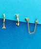 Set Conjunto Huggies pendientes Flor trímera chapados En Oro 18k - Miniatura 5