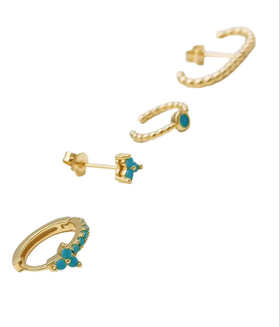 Set Conjunto Huggies modelo Aquarius chapados En Oro 18kl 4