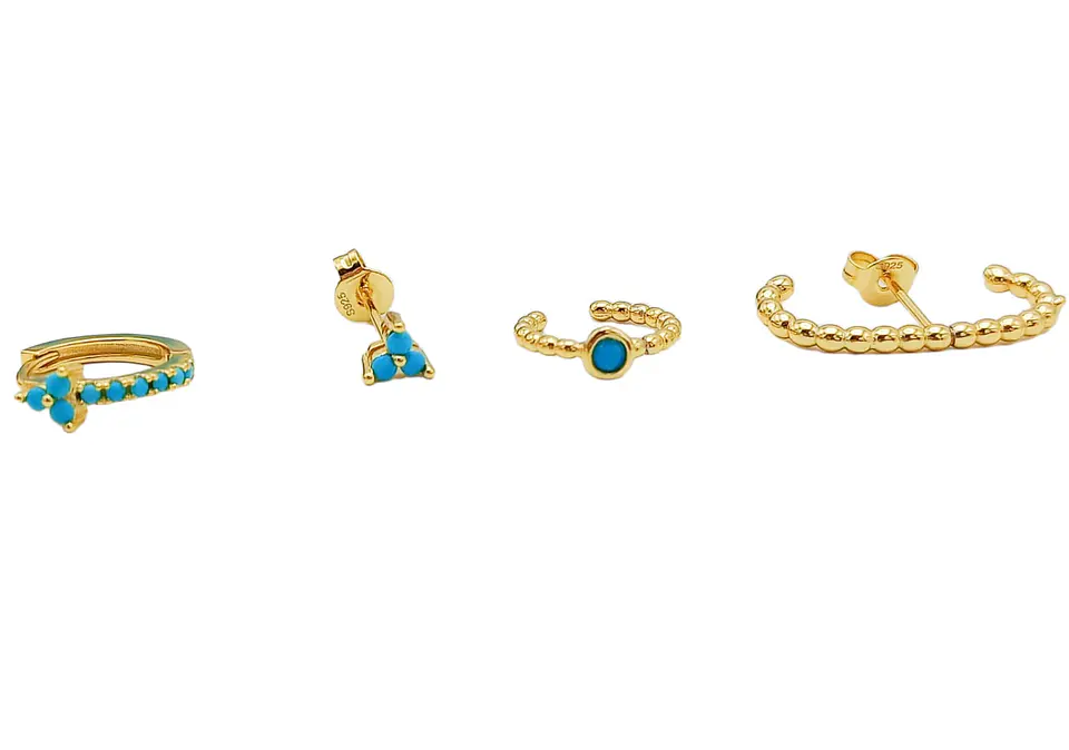 Set Conjunto Huggies modelo Aquarius chapados En Oro 18kl 6
