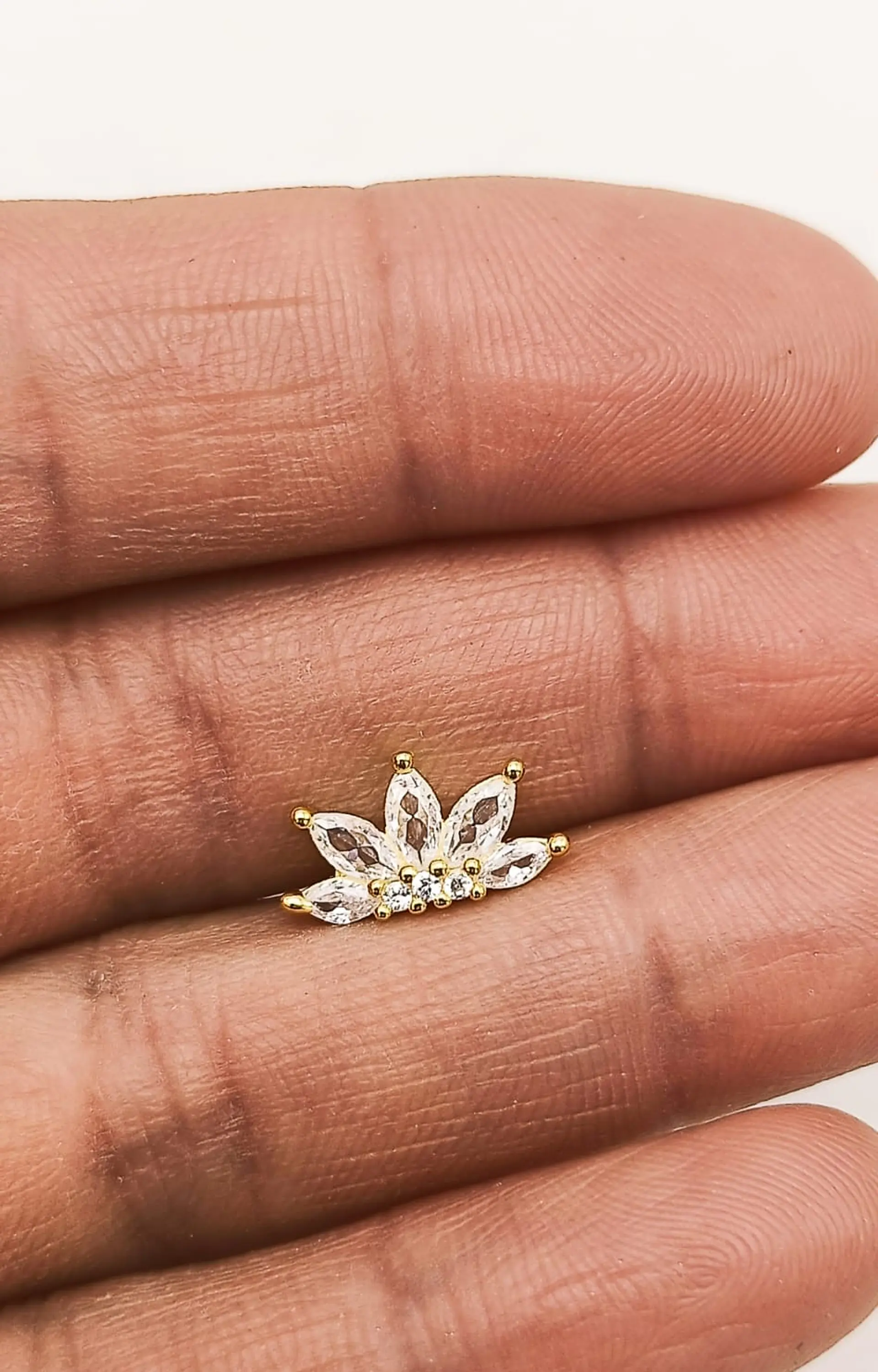 Aro Piercing Corona Helix Flat Plata 925 Chapada En Oro 18k 6