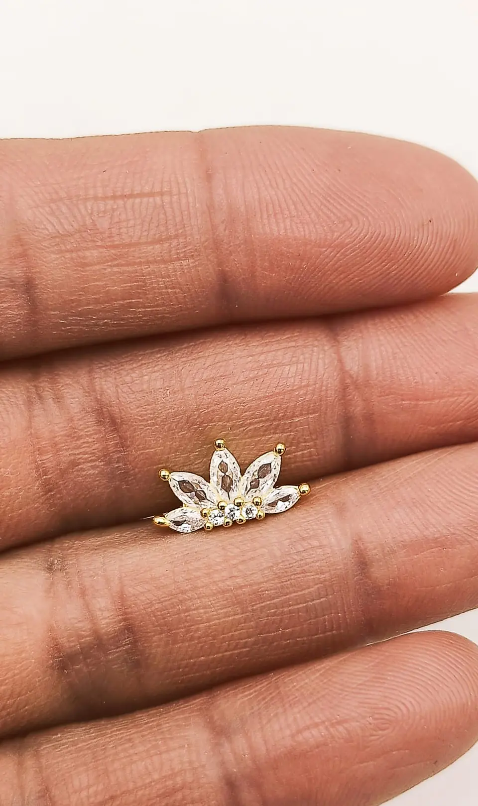 Aro Piercing Corona Helix Flat Plata 925 Chapada En Oro 18k 6
