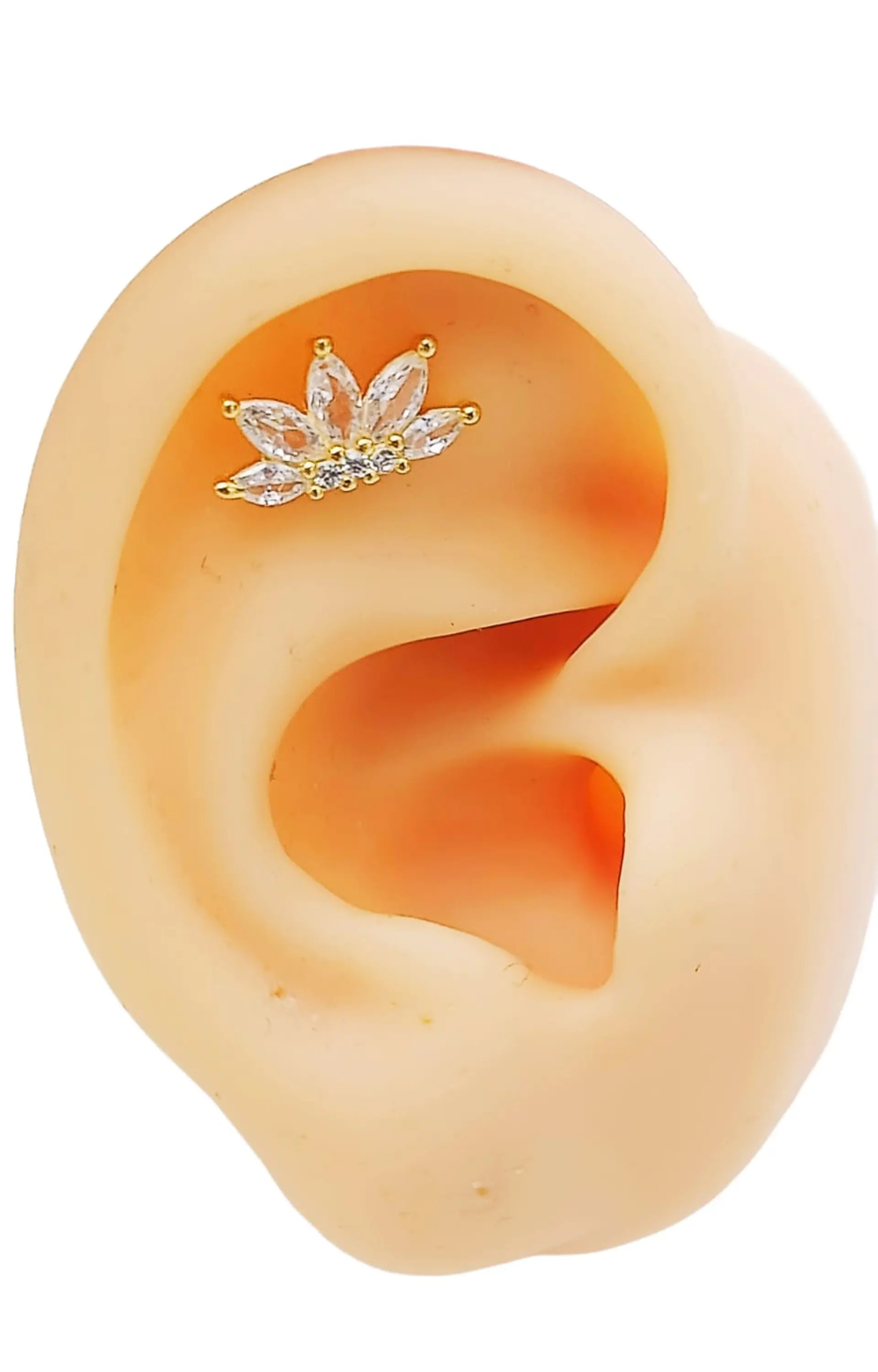 Aro Piercing Corona Helix Flat Plata 925 Chapada En Oro 18k 5
