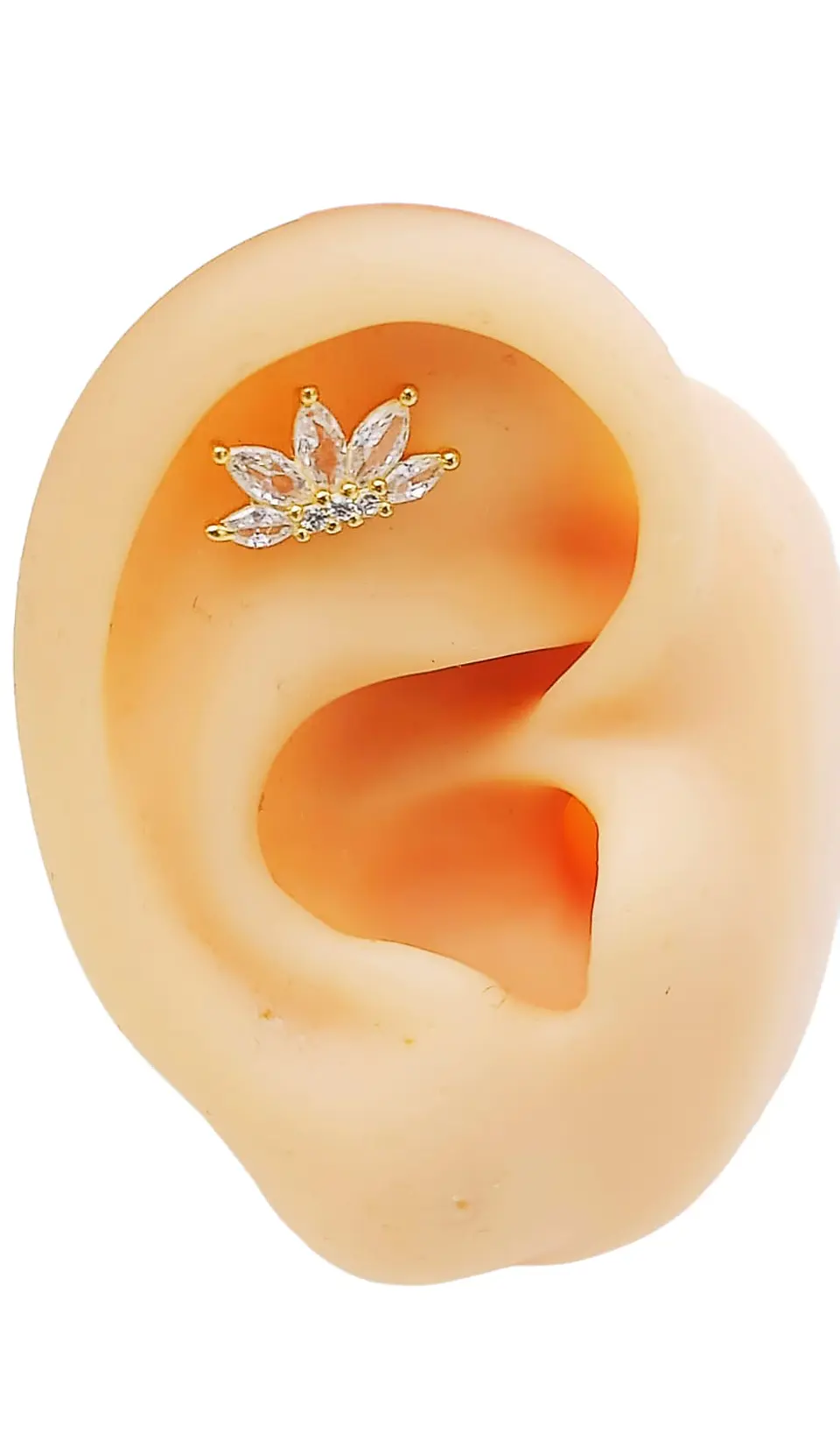 Aro Piercing Corona Helix Flat Plata 925 Chapada En Oro 18k 5