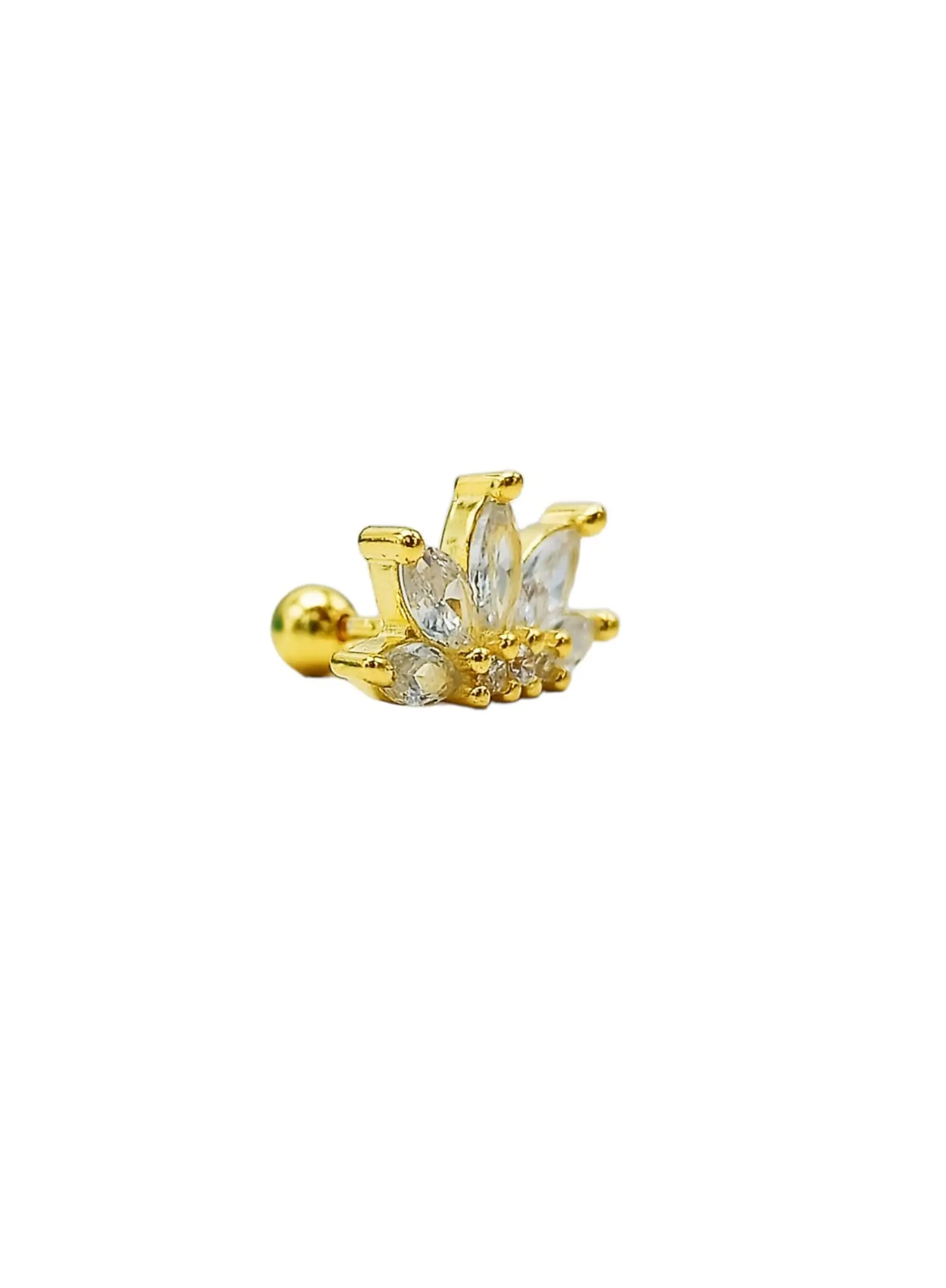 Aro Piercing Corona Helix Flat Plata 925 Chapada En Oro 18k 4