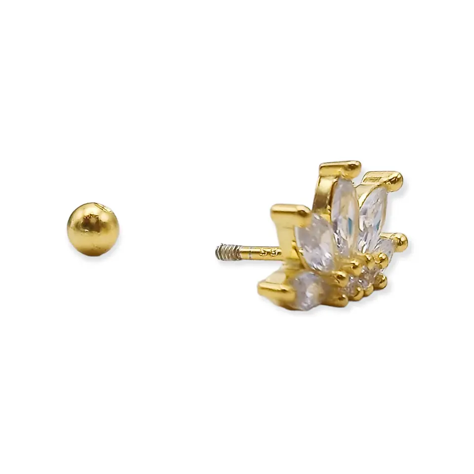 Aro Piercing Corona Helix Flat Plata 925 Chapada En Oro 18k 8