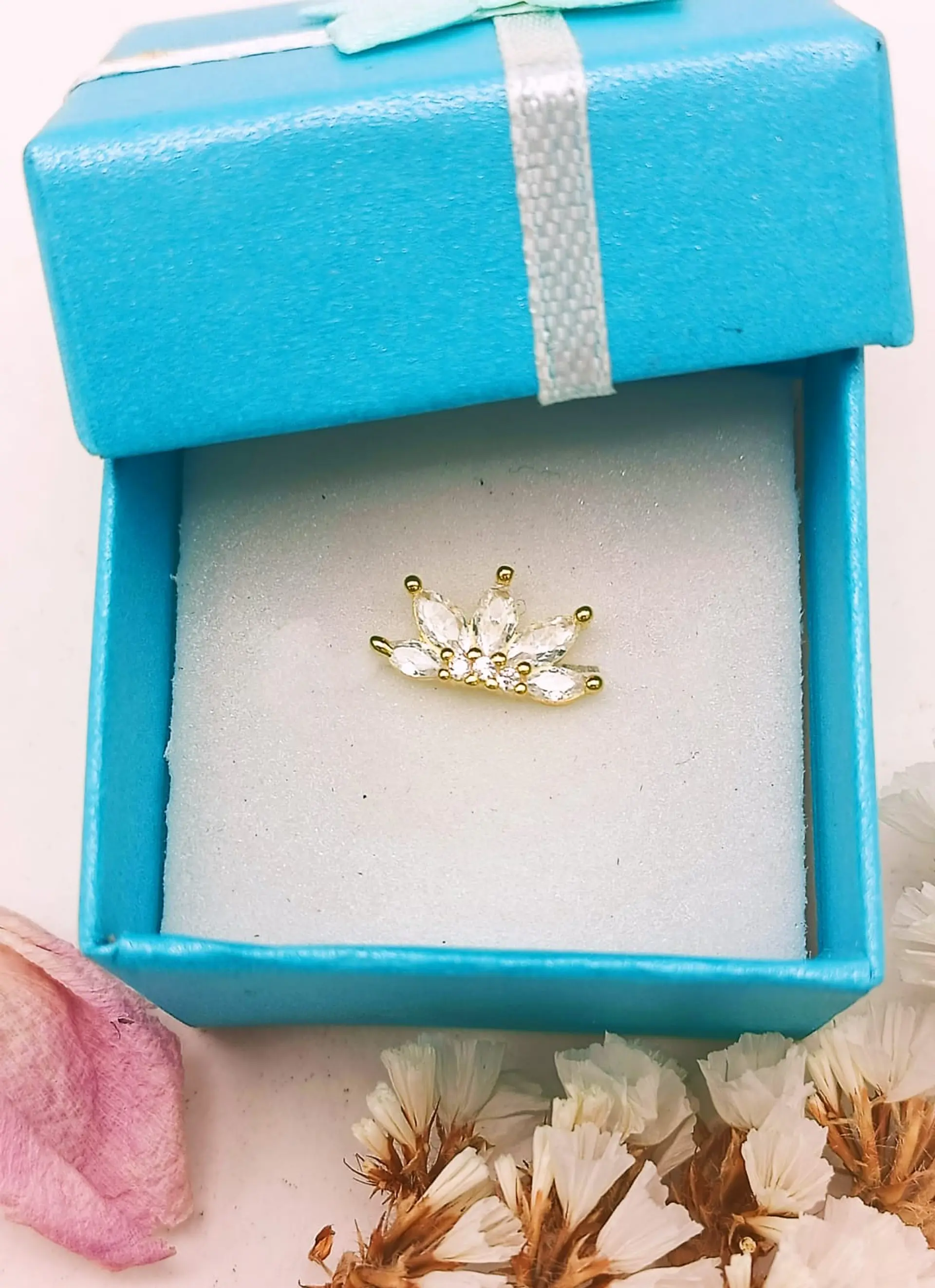 Aro Piercing Corona Helix Flat Plata 925 Chapada En Oro 18k 2