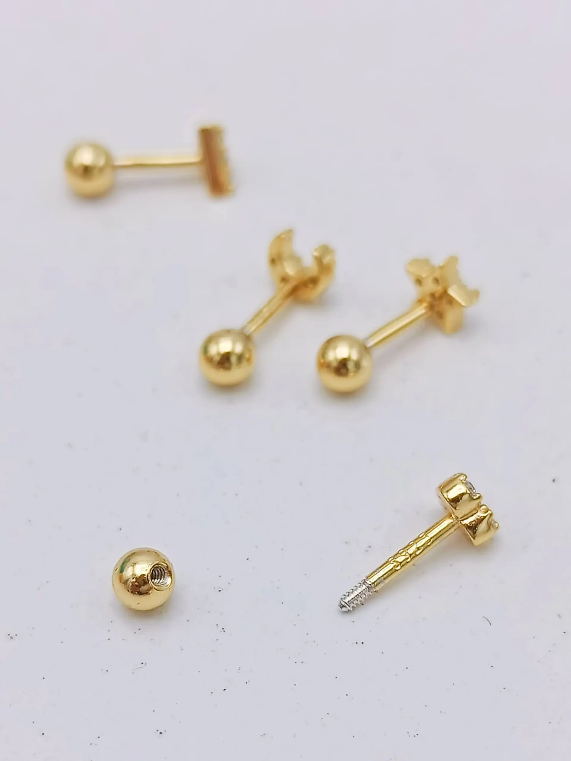 Pack 4 Aros Piercing Oreja Trendy Plata 925 Chapado En Oro 4