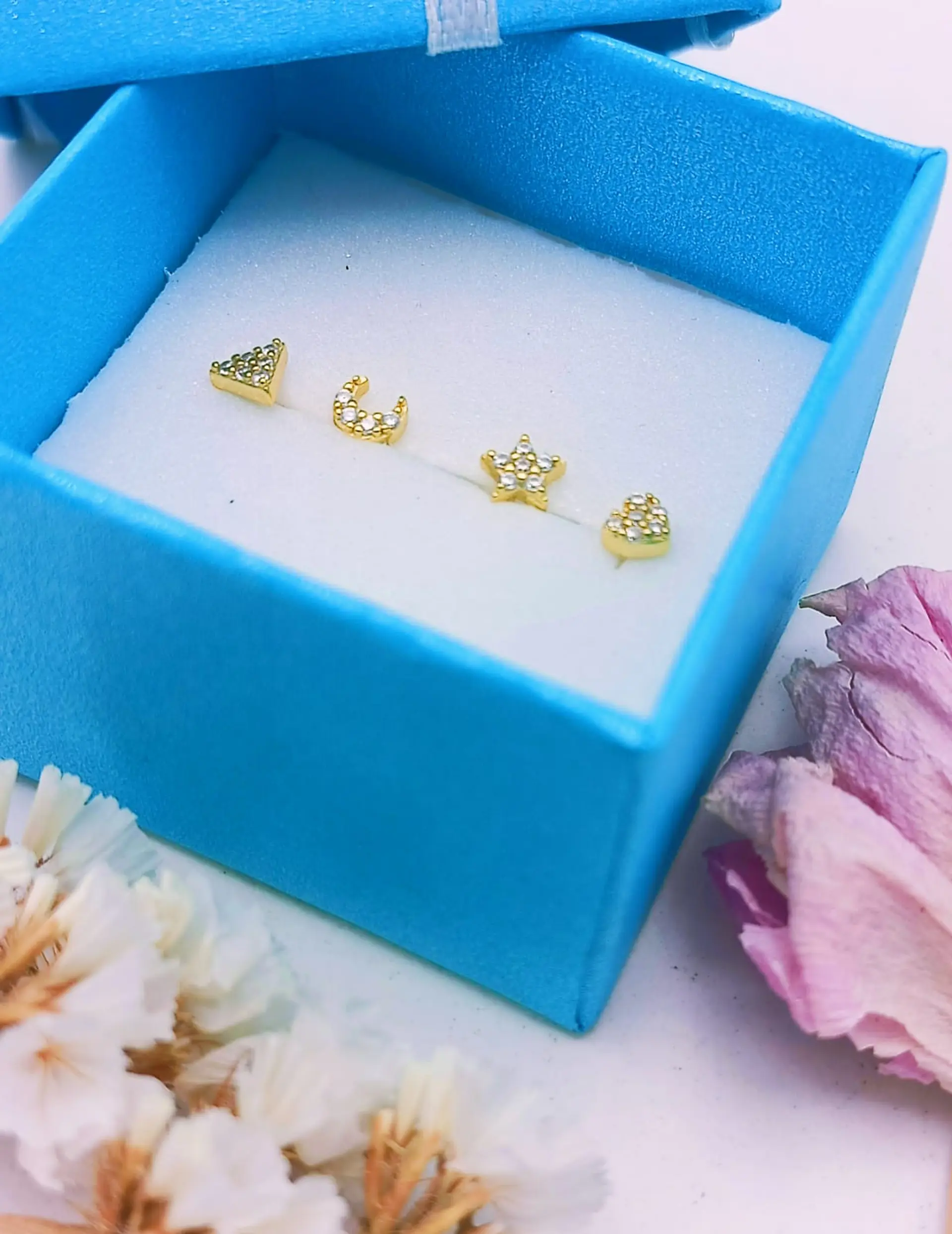 Pack 4 Aros Piercing Oreja Trendy Plata 925 Chapado En Oro 2