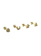 Pack 4 Aros Piercing Oreja Trendy Plata 925 Chapado En Oro - Miniatura 1