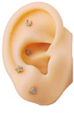 Pack 4 Aros Piercing Oreja Trendy Plata 925 Chapado En Oro - Miniatura 3