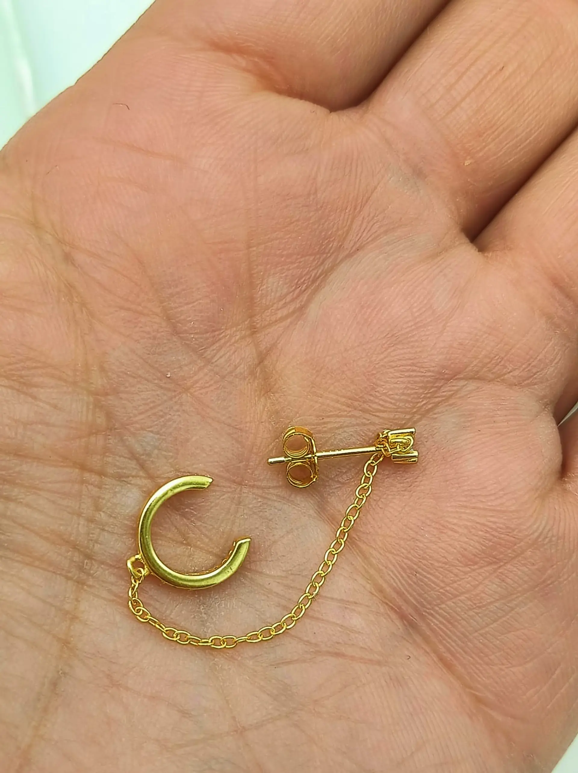 Aro Earcuff Punto De Luz Modelo Atenea Plata fina ley S925 bañada En Oro 18kl 4