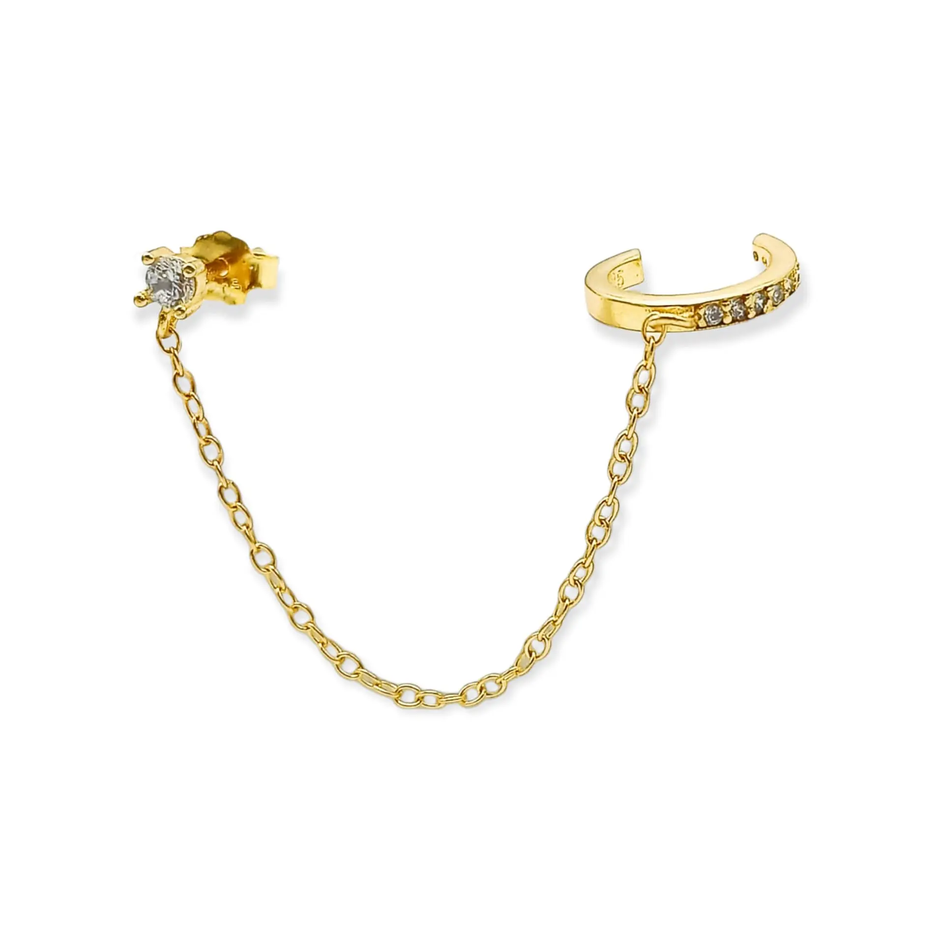 Aro Earcuff Punto De Luz Modelo Atenea Plata fina ley S925 bañada En Oro 18kl 1