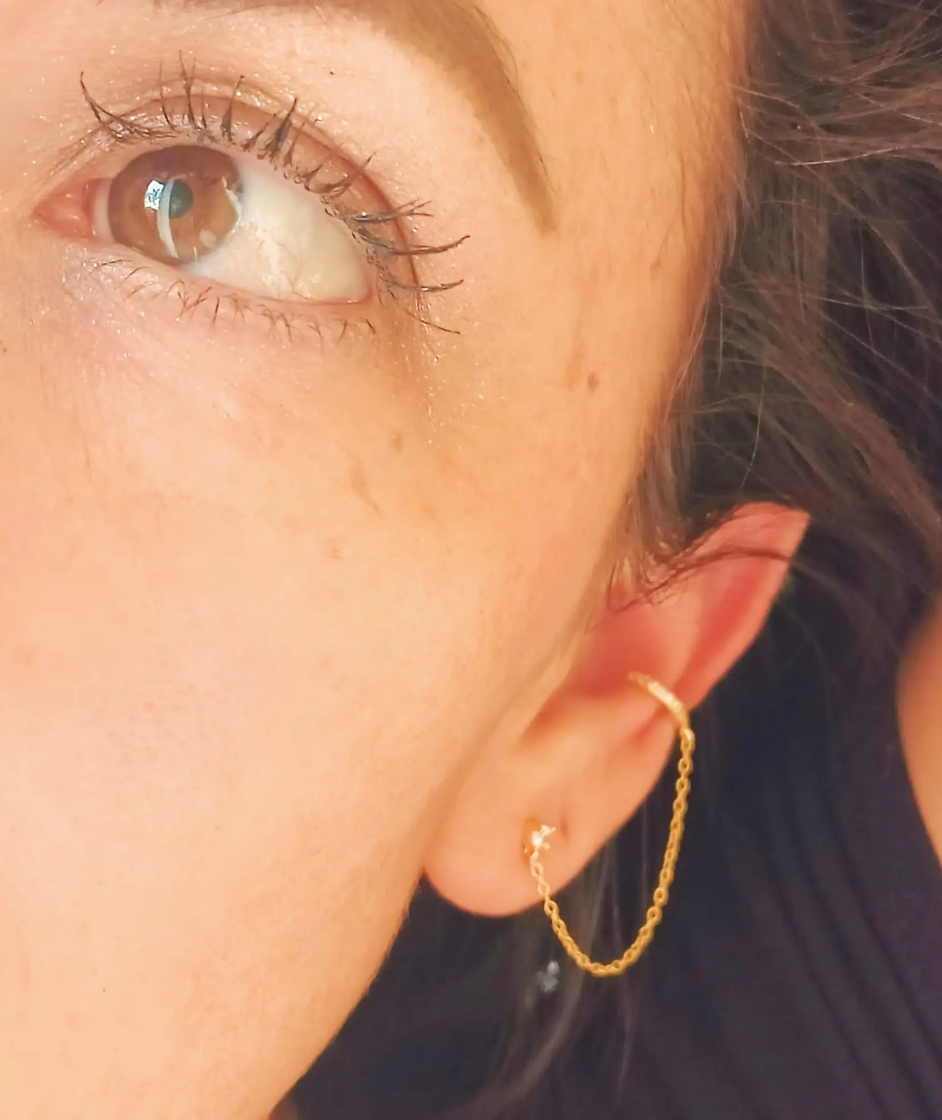 Aro Earcuff Punto De Luz Modelo Atenea Plata fina ley S925 bañada En Oro 18kl 3