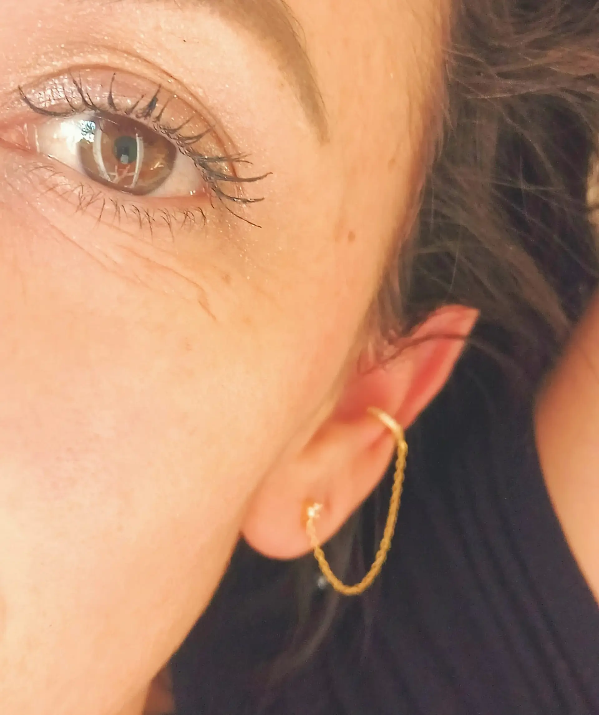 Aro Earcuff Punto De Luz Modelo Atenea Plata fina ley S925 bañada En Oro 18kl 6