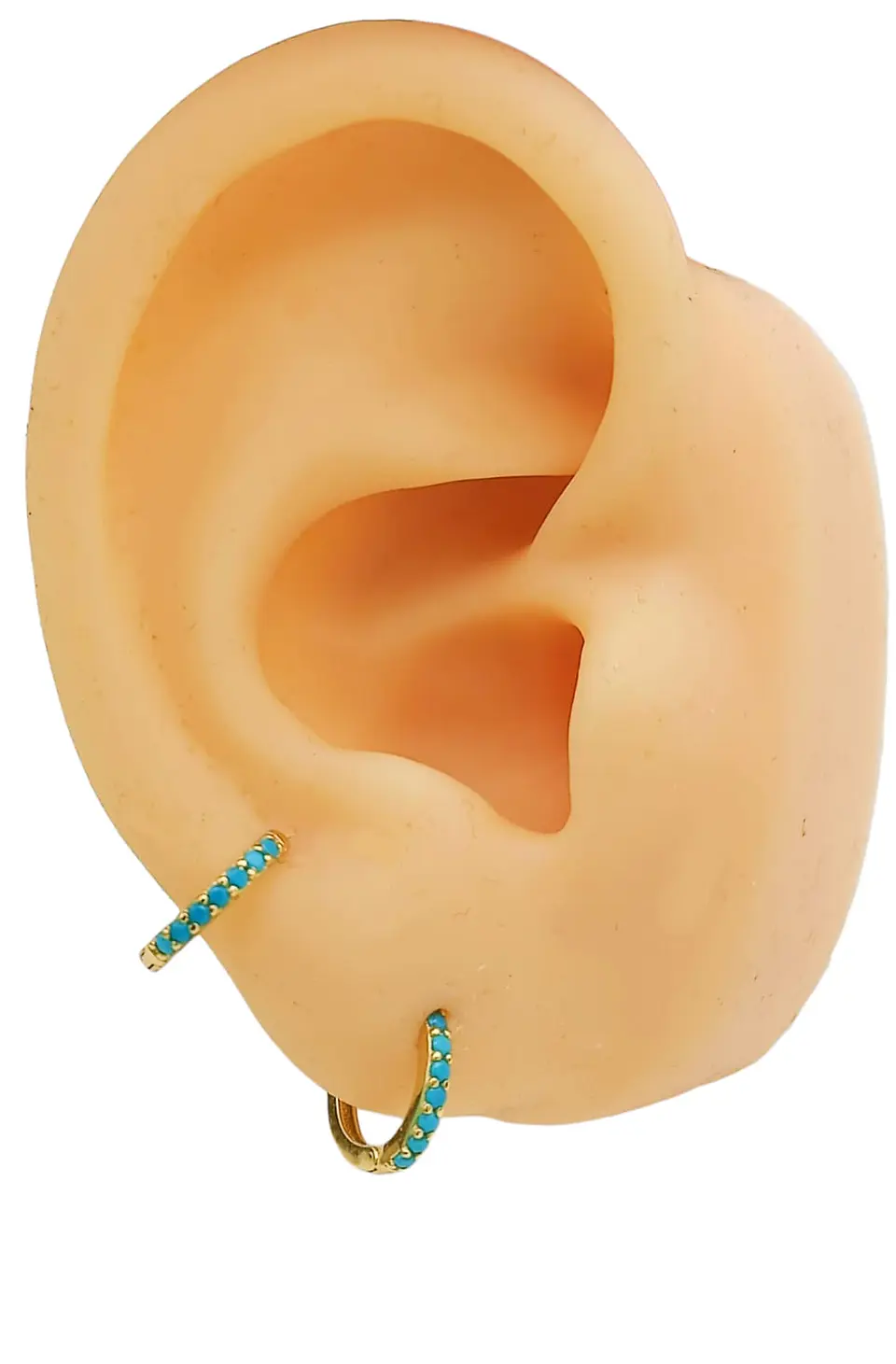 Argollas 6mm modelo Whale Turquesa Plata fina ley S925 Chapada Oro 18k 5