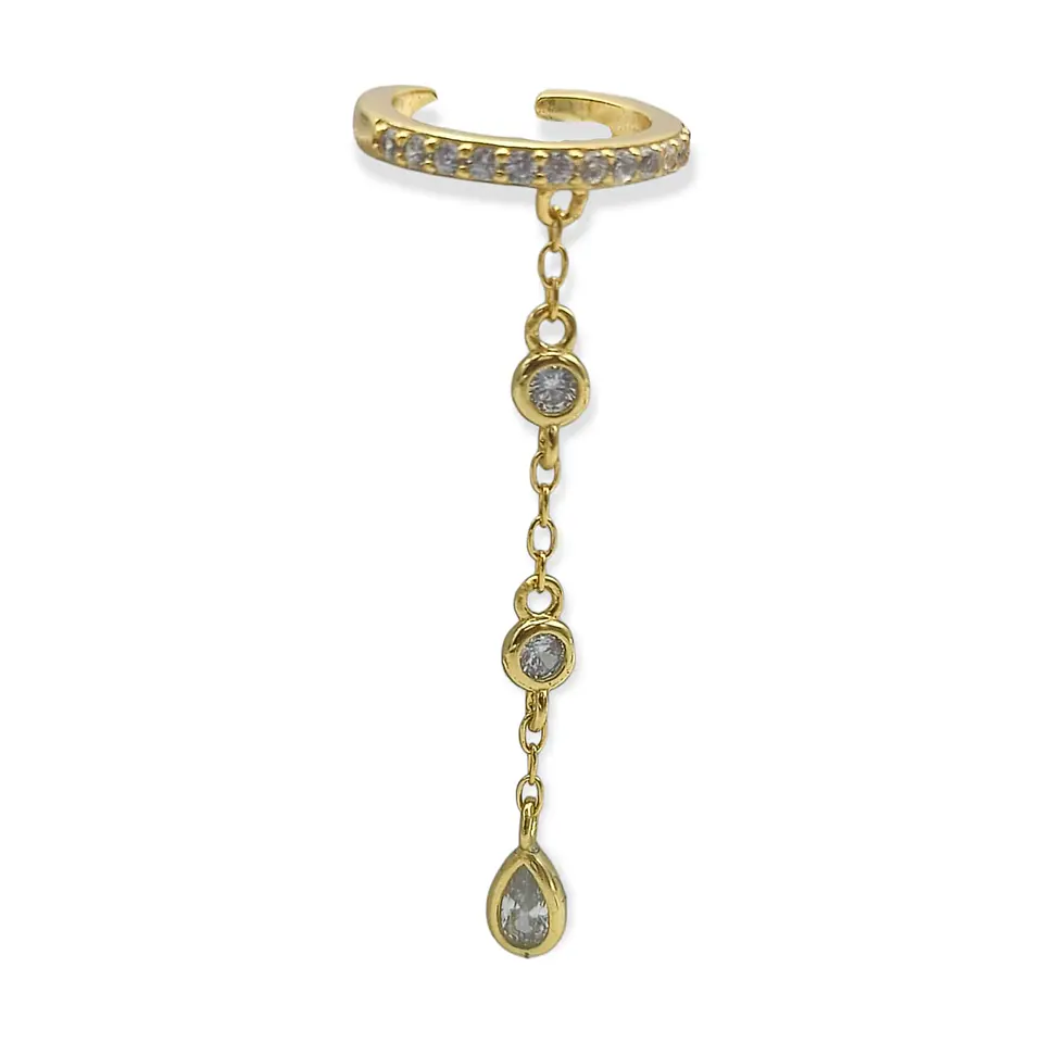 Aro Earcuff Jasmine Plata 925 Chapado En Oro 18k 1