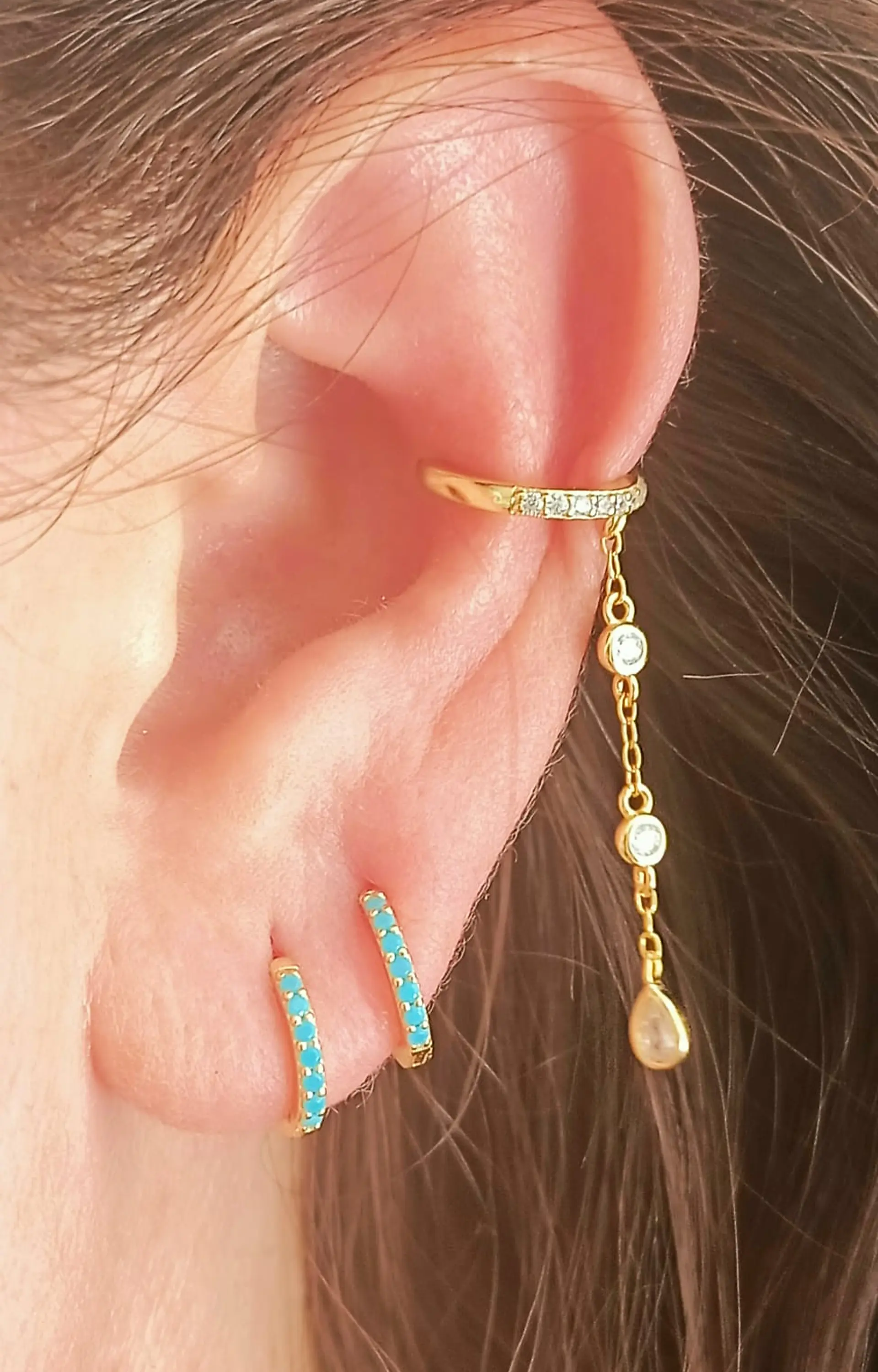 Aro Earcuff Jasmine Plata 925 Chapado En Oro 18k 2